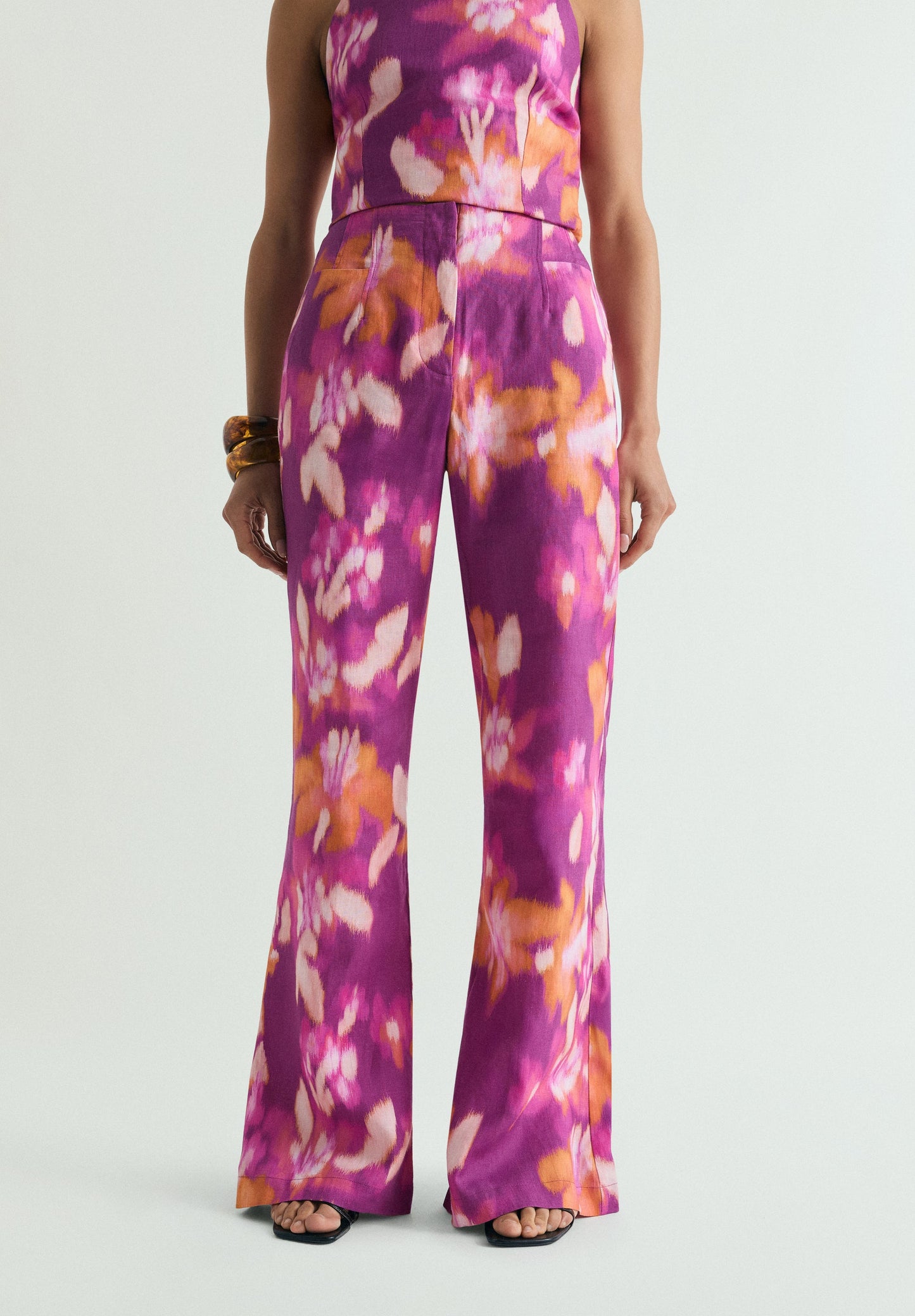 SCPRINT LINEN BOOTCUT PANT