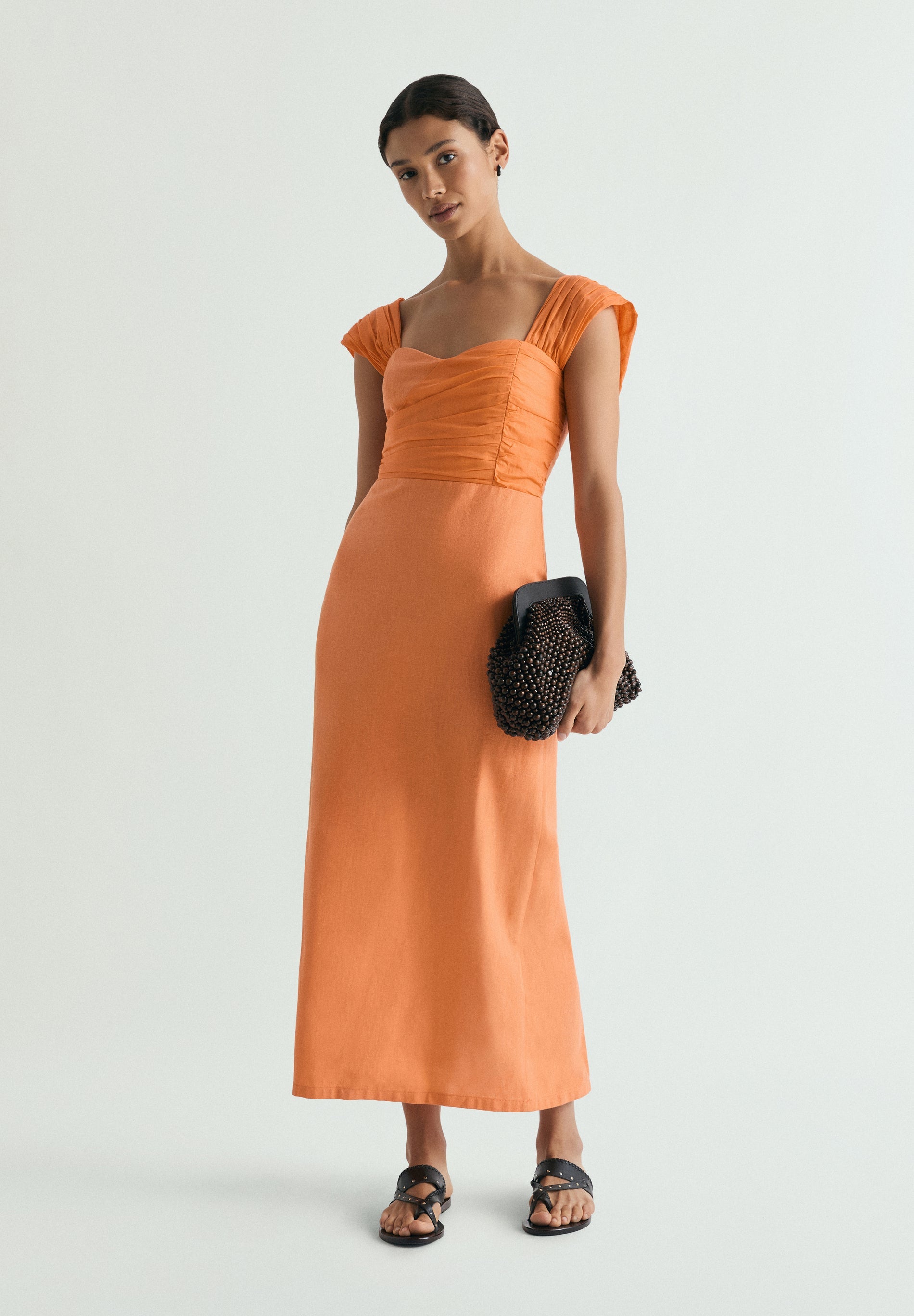 DRAPED LINEN DRESS