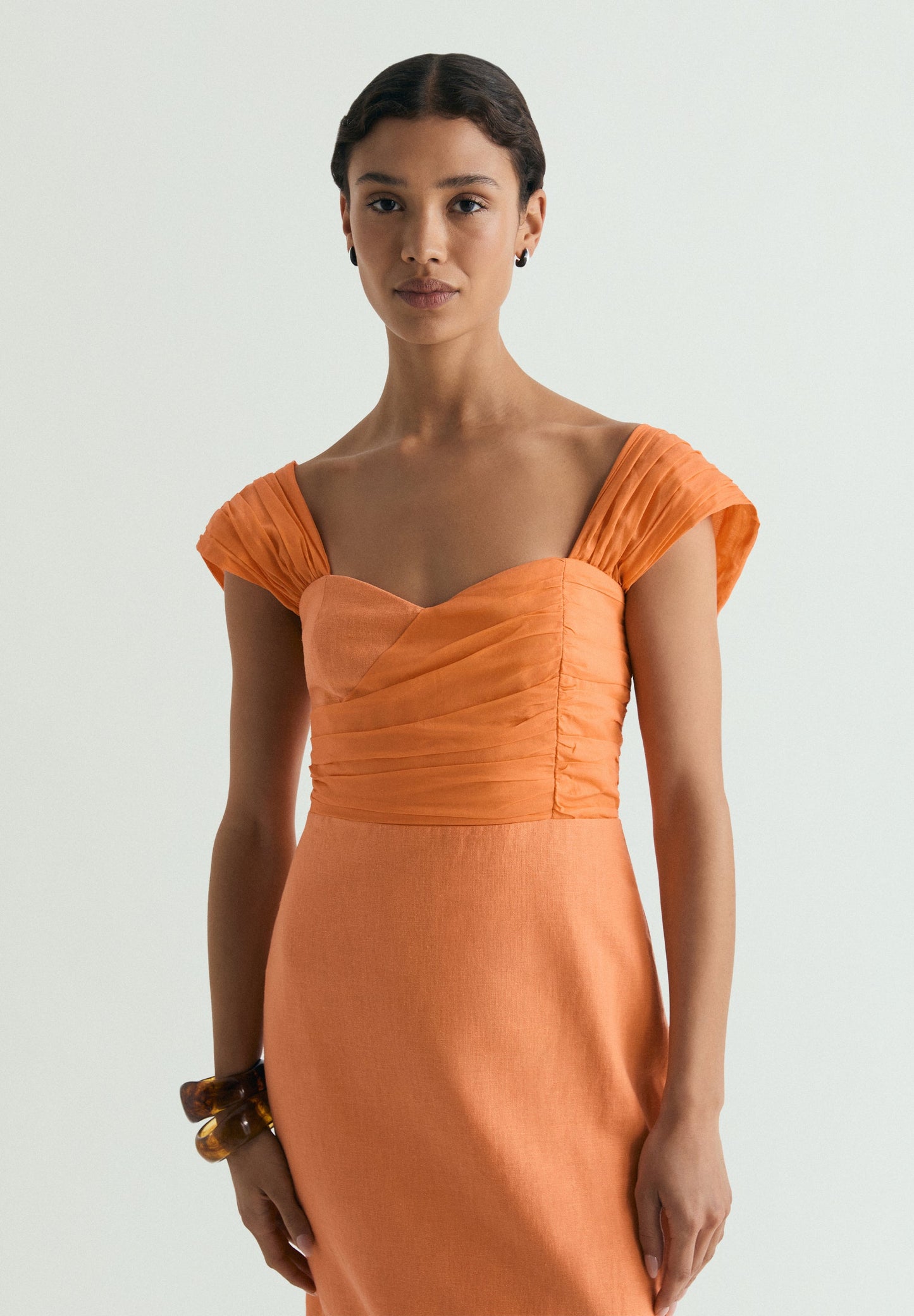 SCSTRAPLESS LINEN DRESS