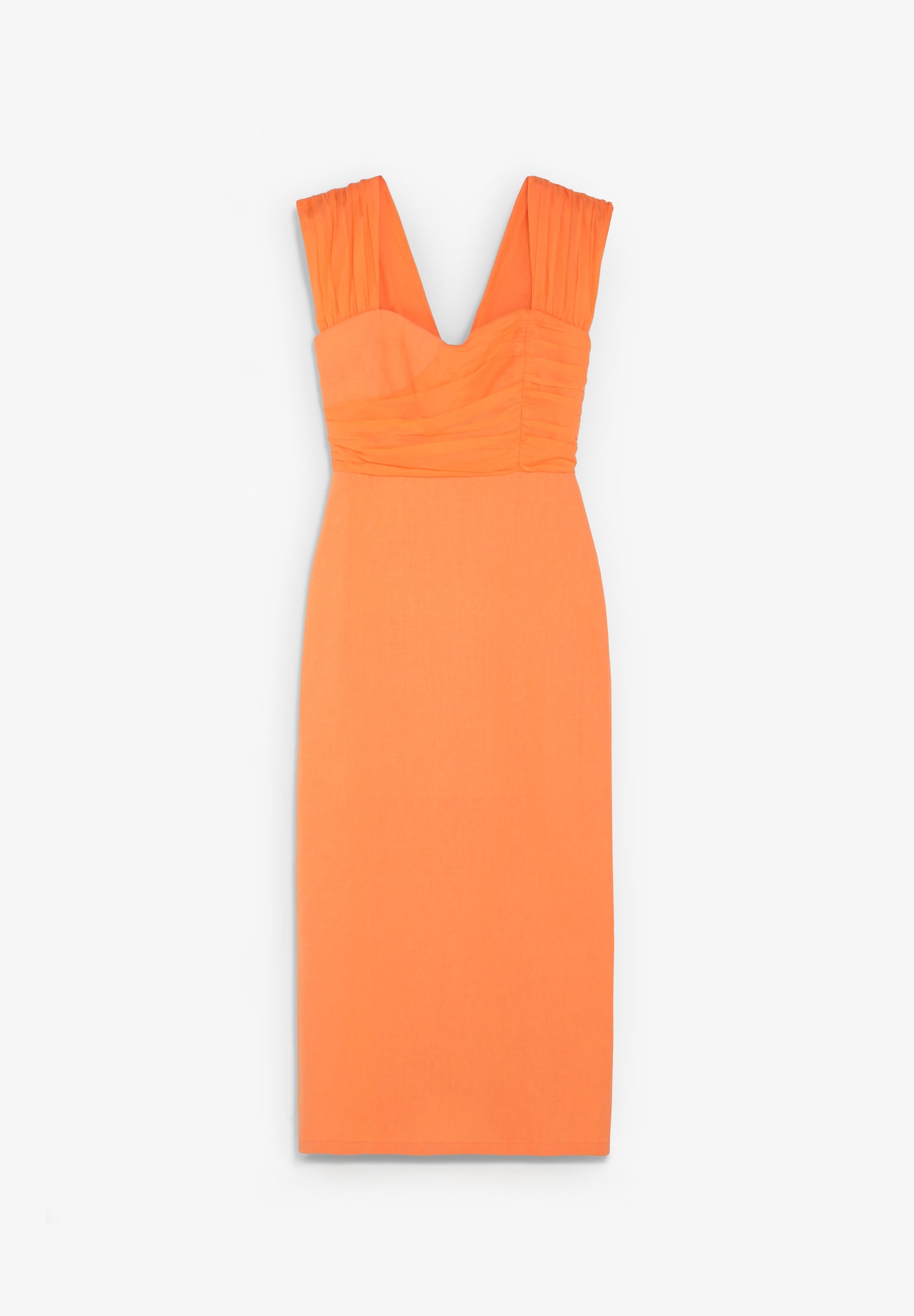 DRAPED LINEN DRESS