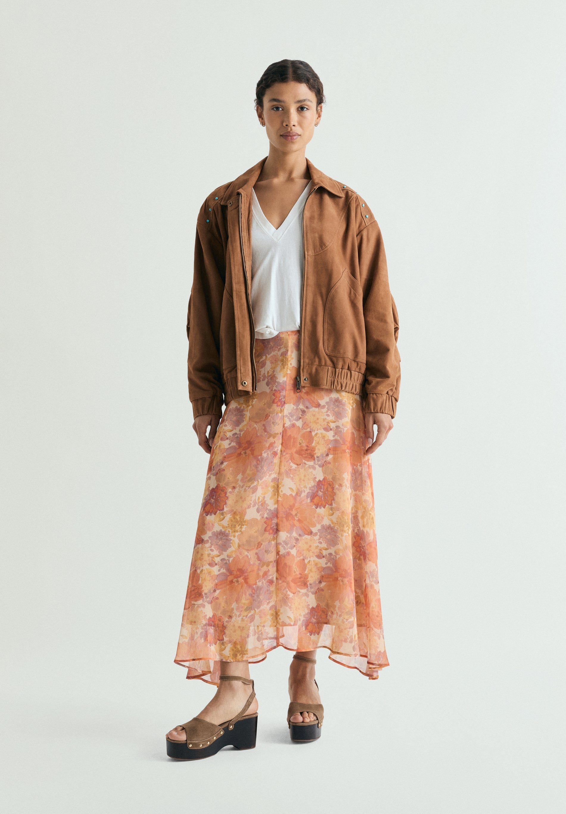 FLORAL MIDI SKIRT