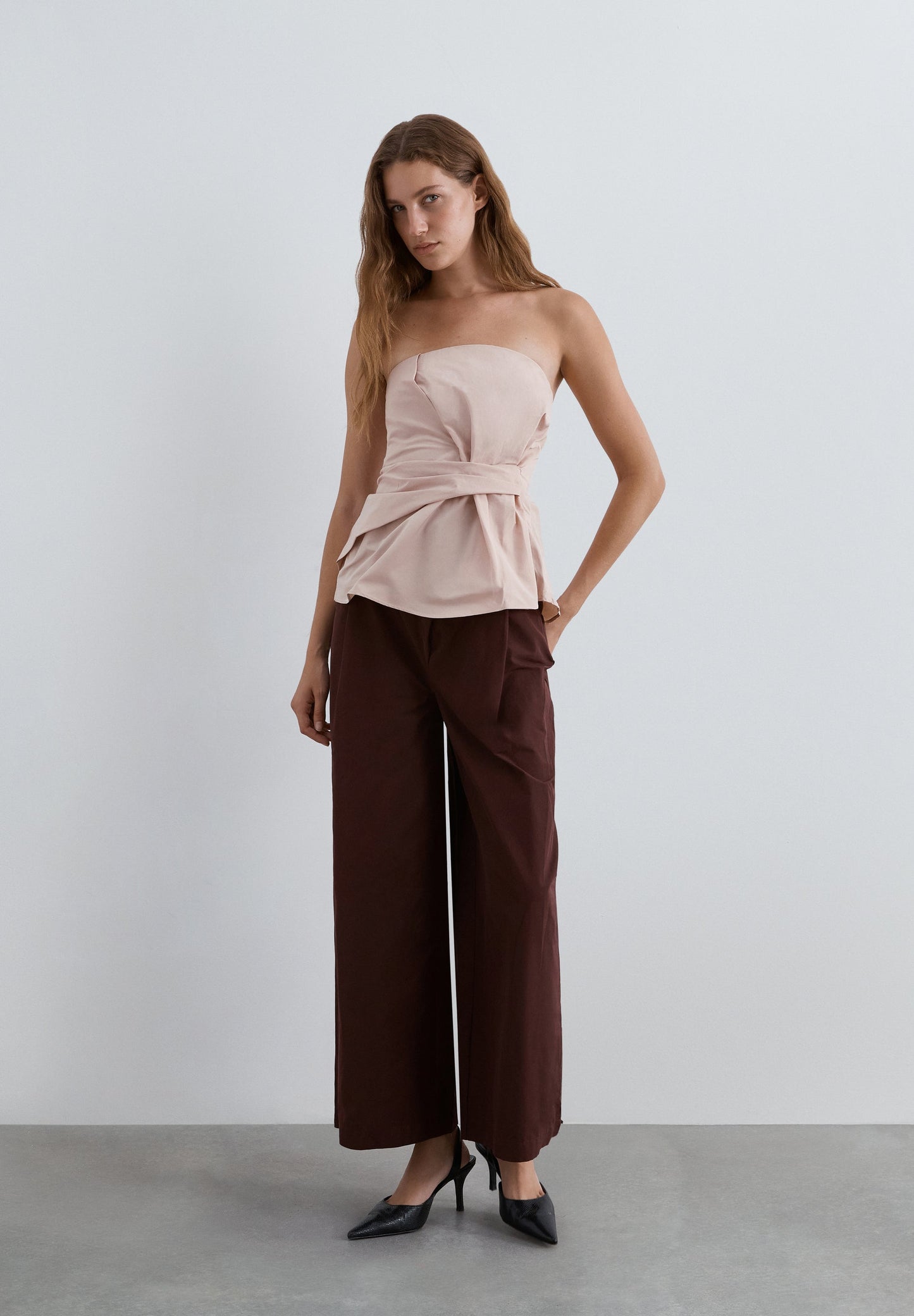 DRAPED TAFFETA TOP