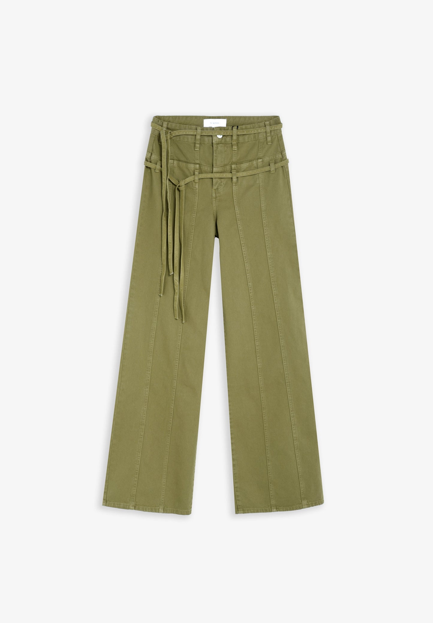DOUBLE BELT DENIM TROUSERS