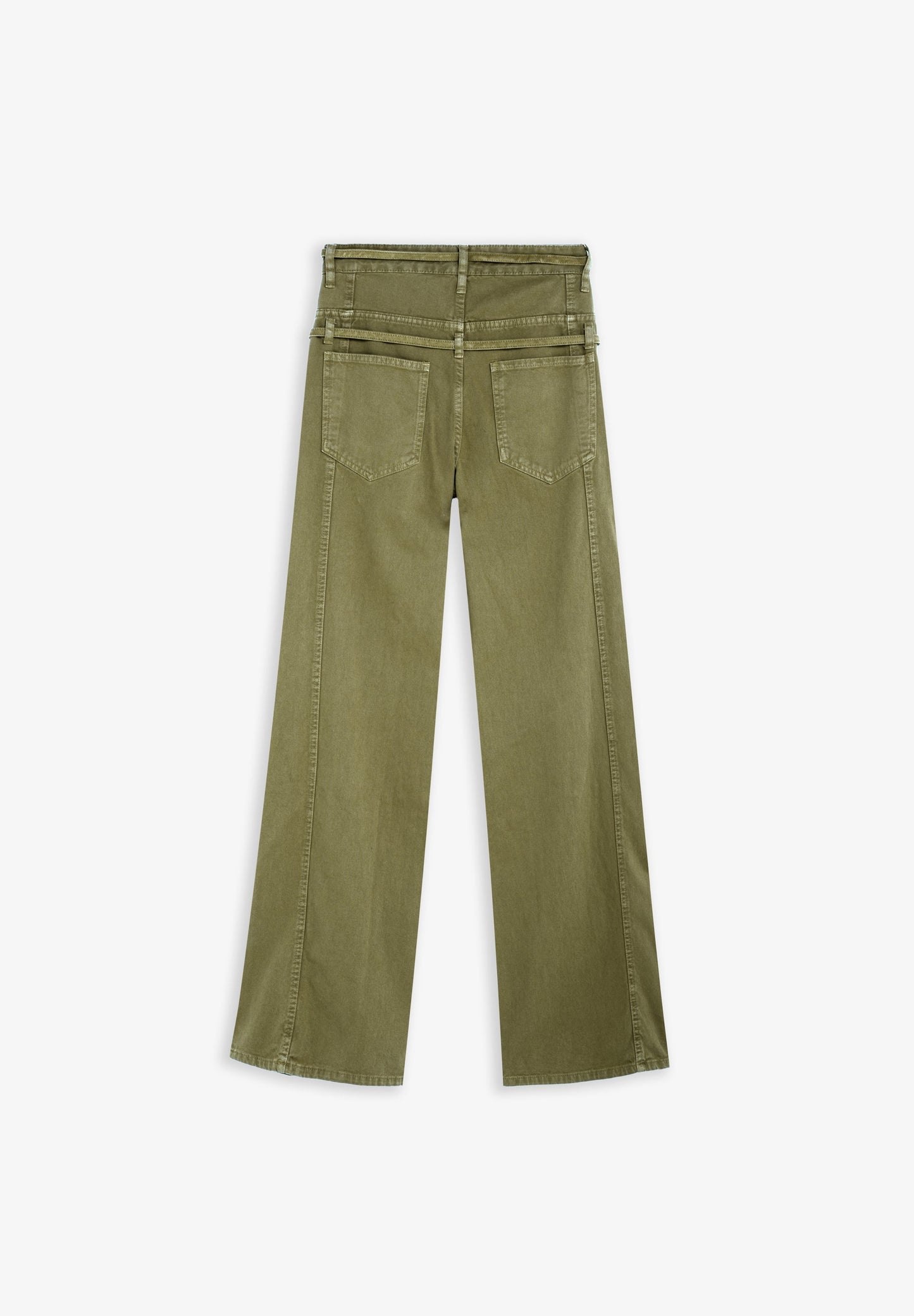 DOUBLE BELT DENIM TROUSERS