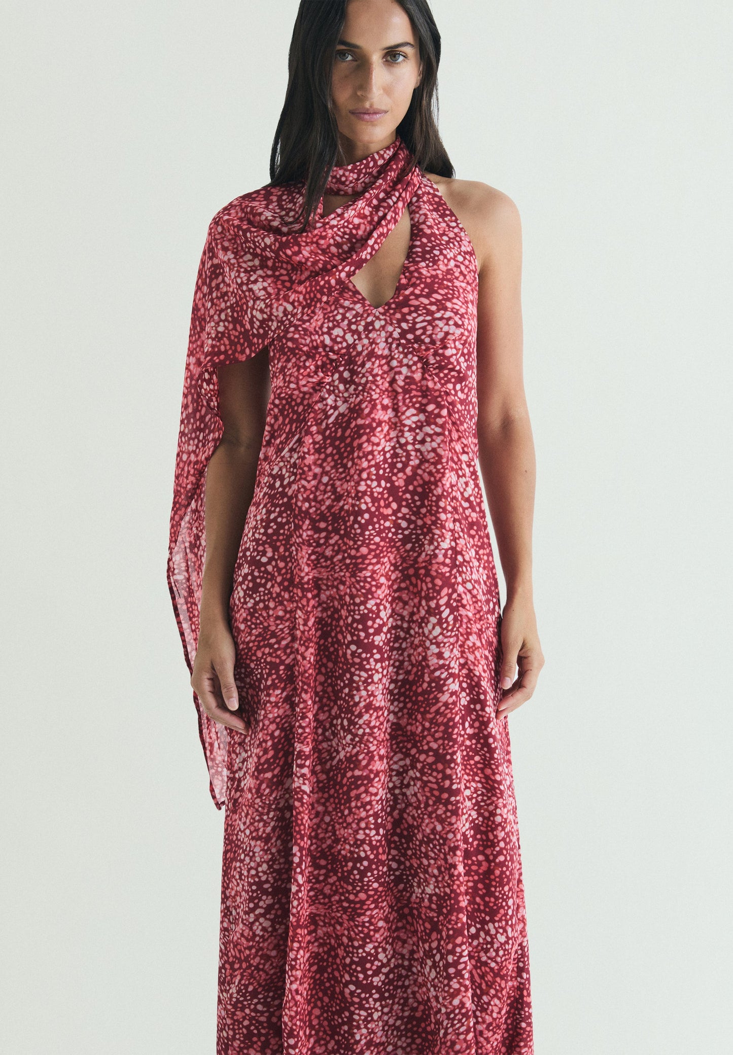 PRINTED HALTER DRESS