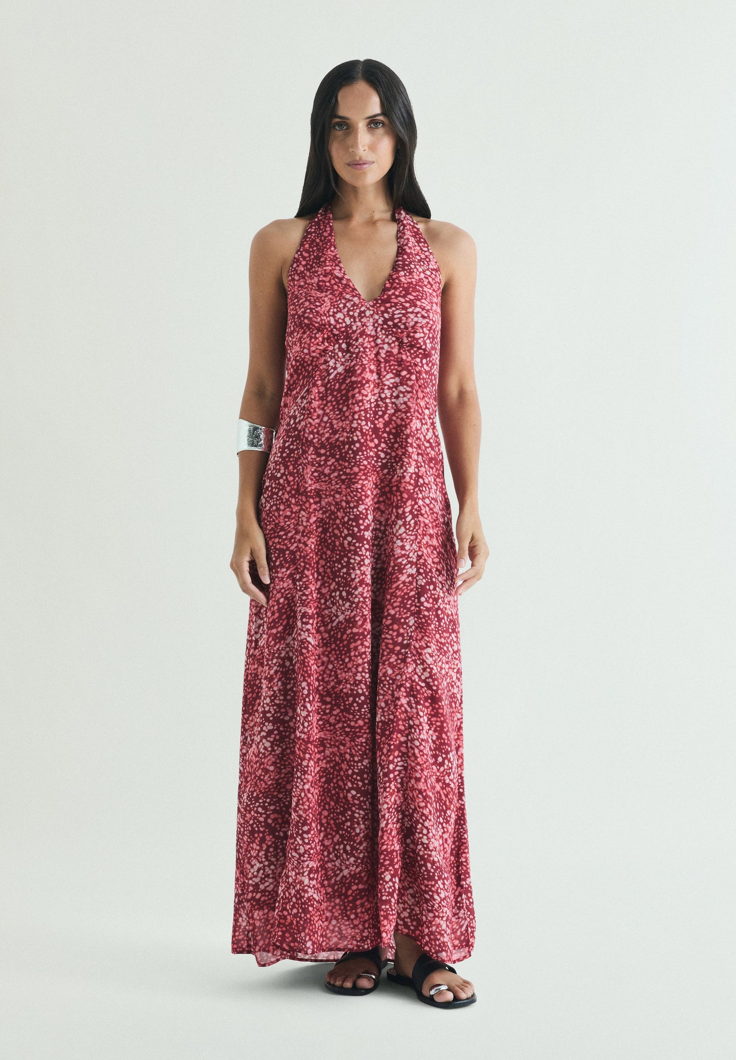 PRINTED HALTER DRESS