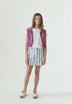 CONTRAST STRIPED DENIM SKIRT