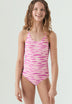 TWO-TONE PRINT SWIMMING COSTUME