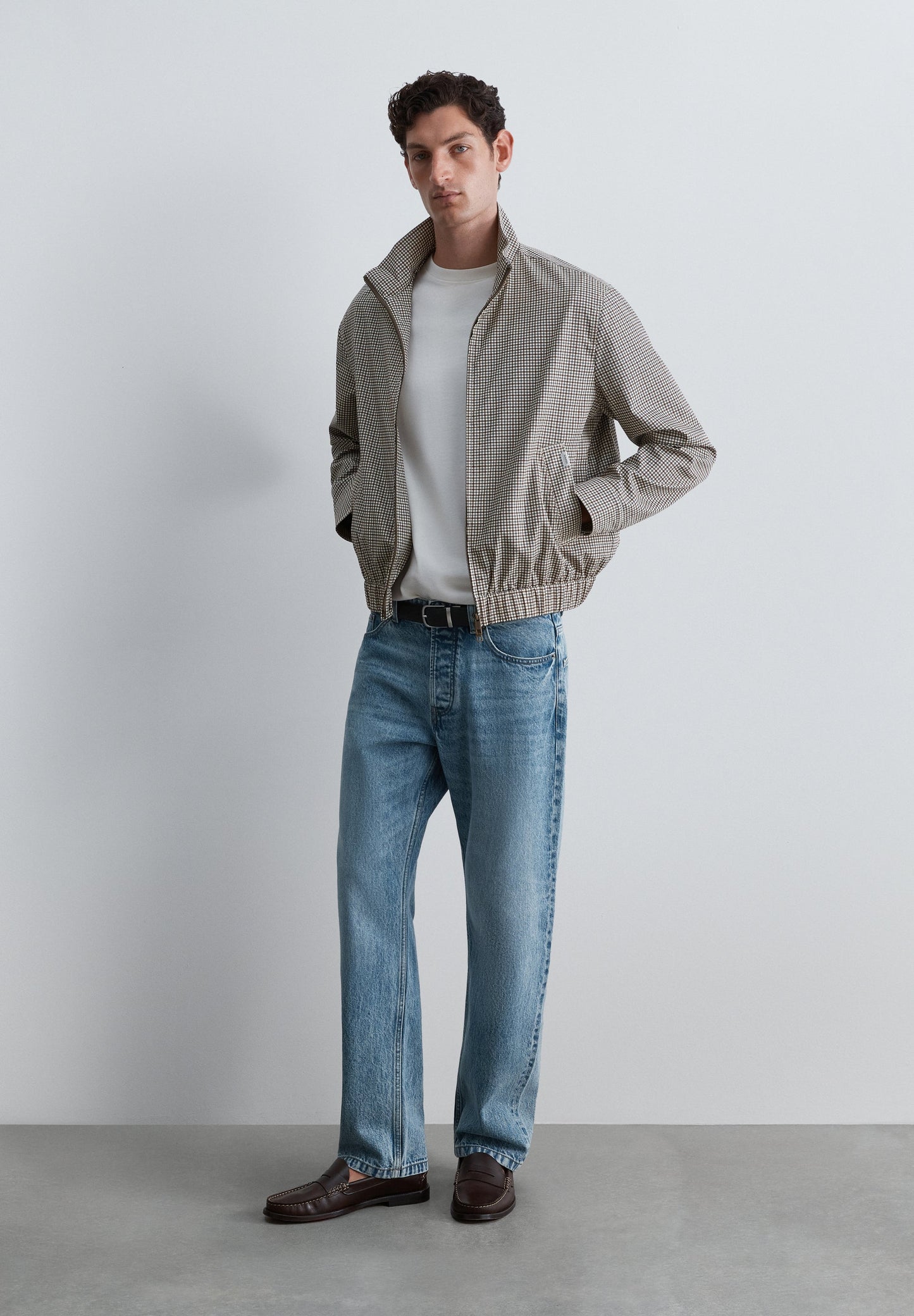 MICRO-CHECK PRINT BOMBER JACKET
