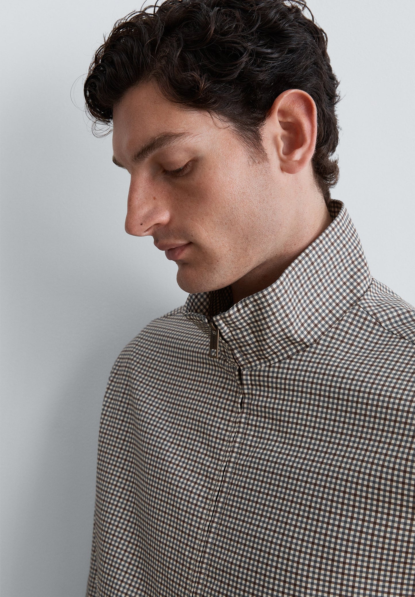 MICRO-CHECK PRINT BOMBER JACKET