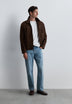 SUEDE JACKET WITH CONTRAST SEAMS