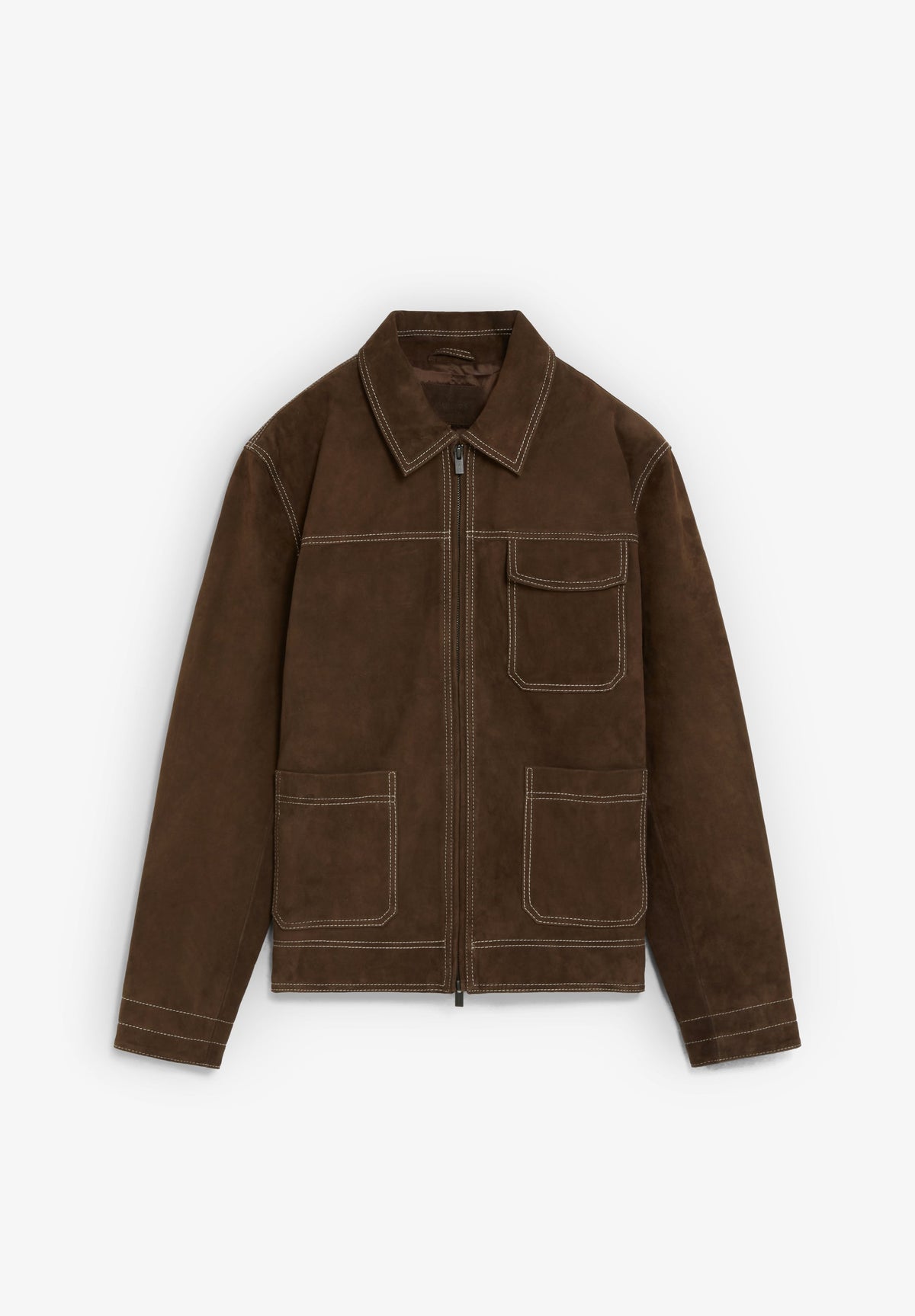 SUEDE JACKET WITH CONTRAST SEAMS