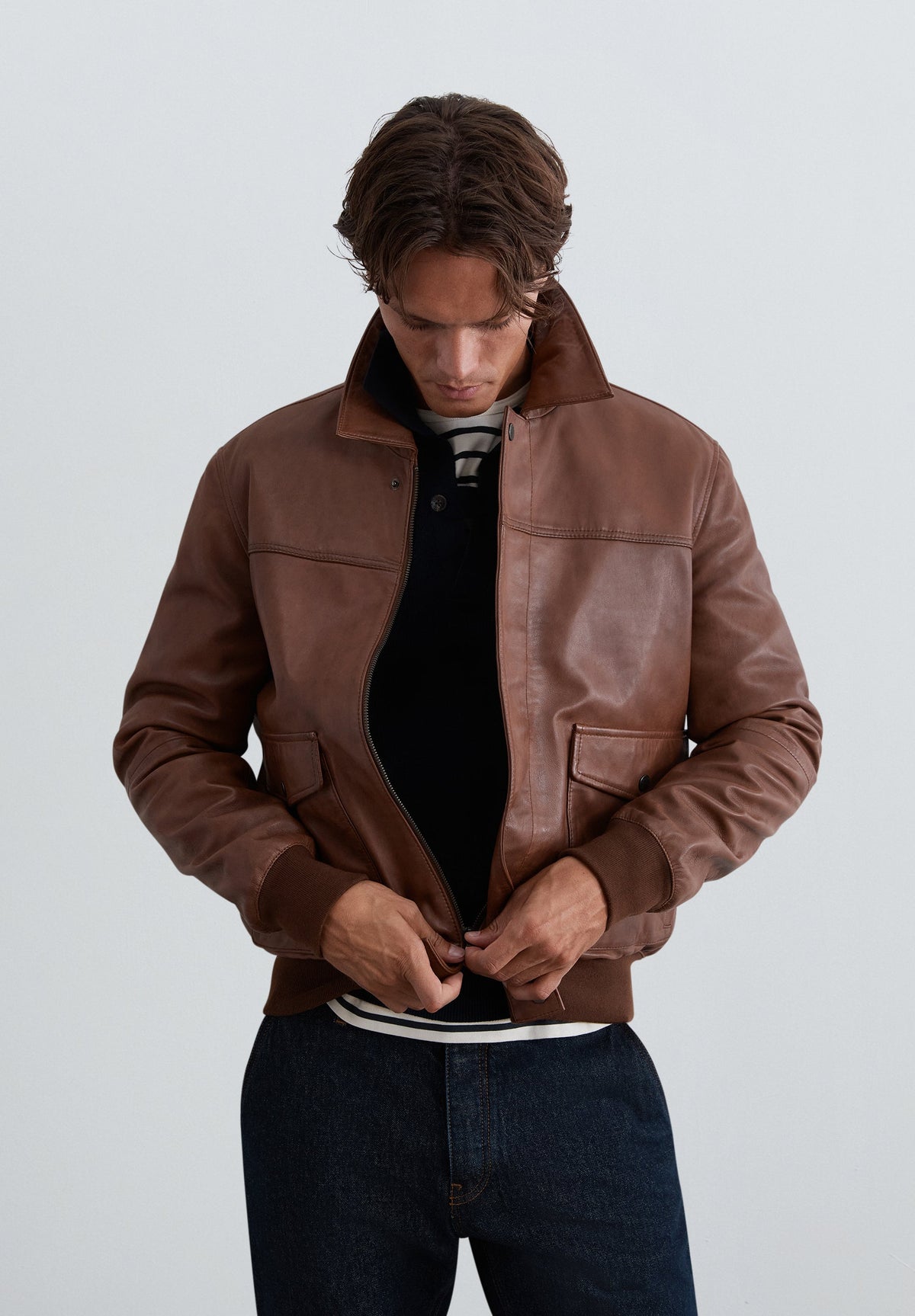 LEATHER JACKET WITH POCKETS