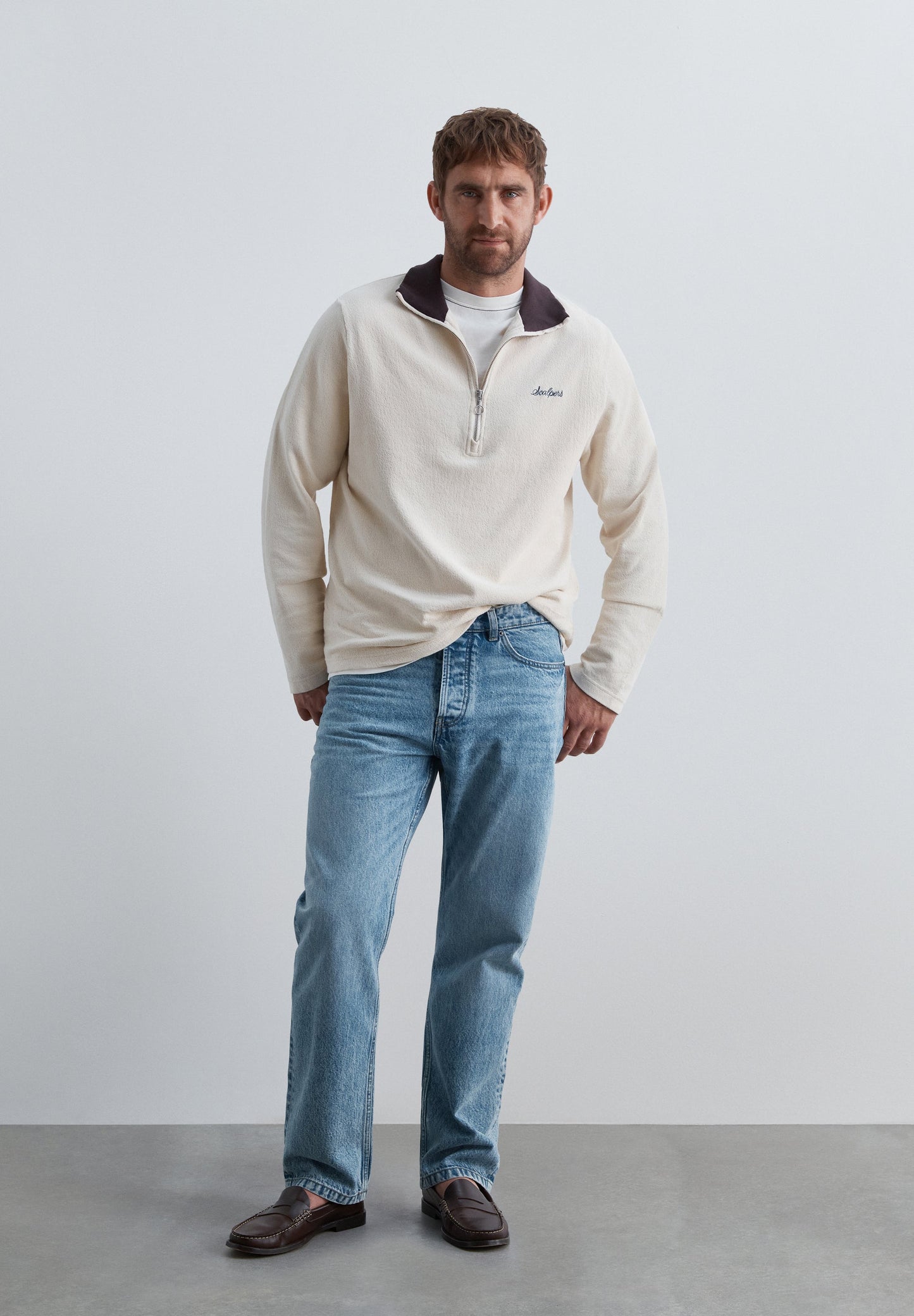 HALF-ZIP SWEATSHIRT WITH CONTRAST COLLAR