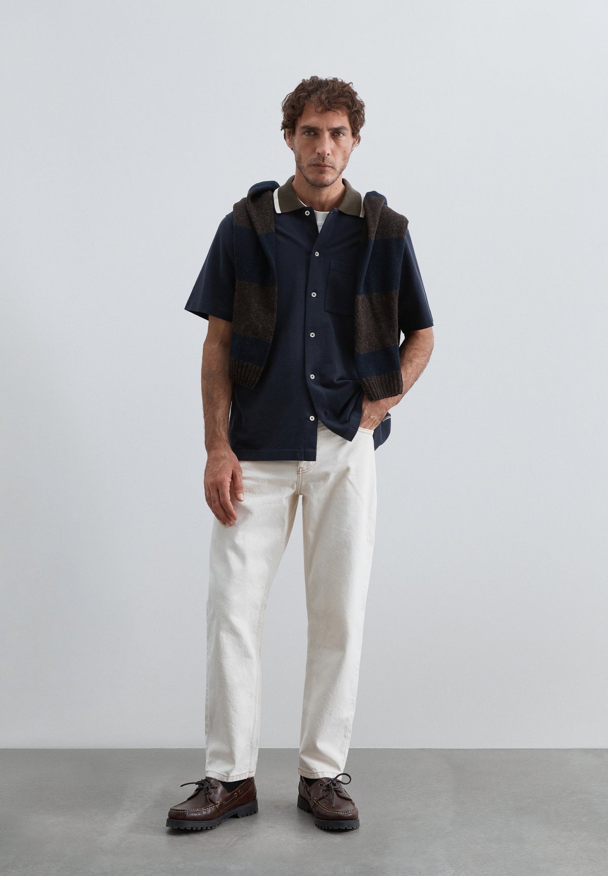 SHORT SLEEVE CARDIGAN WITH POCKET