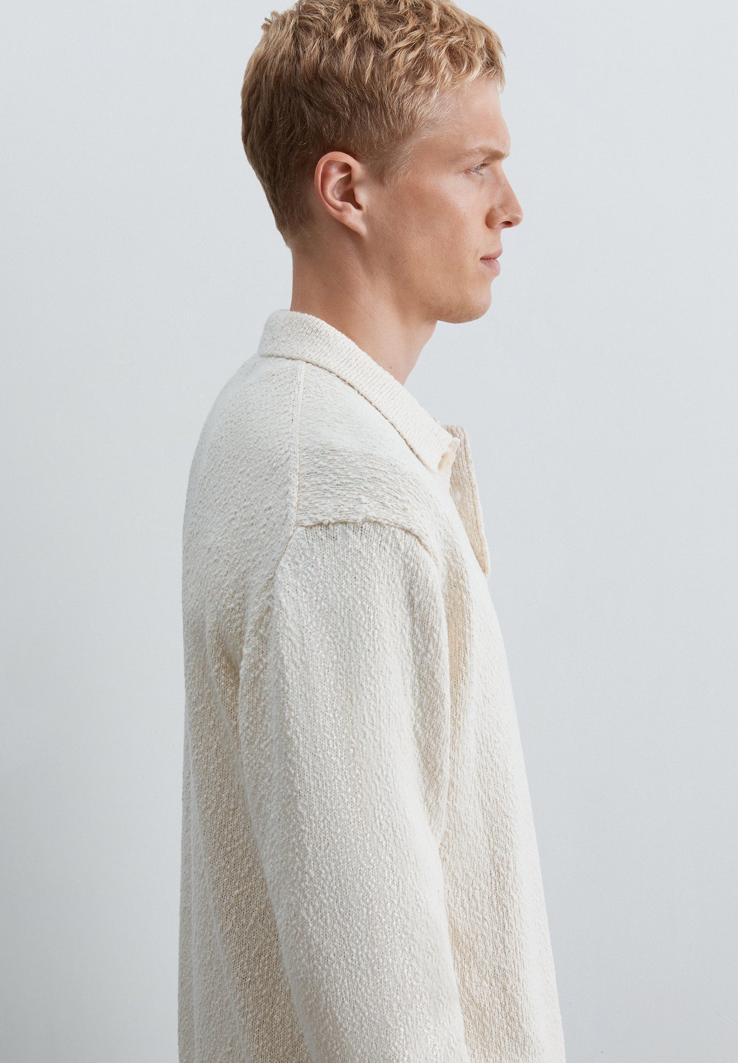 BOUCLÉ KNIT POLO SWEATER