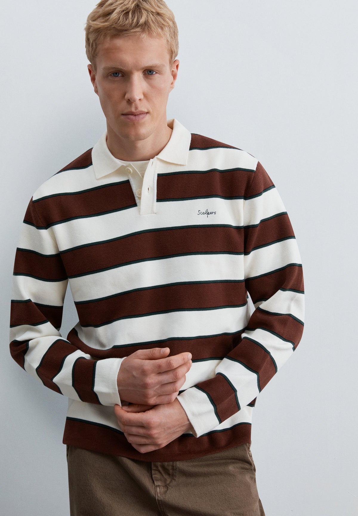 STRIPED POLO NECK SWEATER