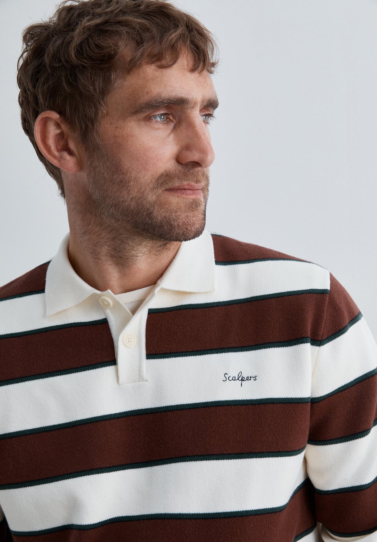 STRIPED POLO NECK SWEATER