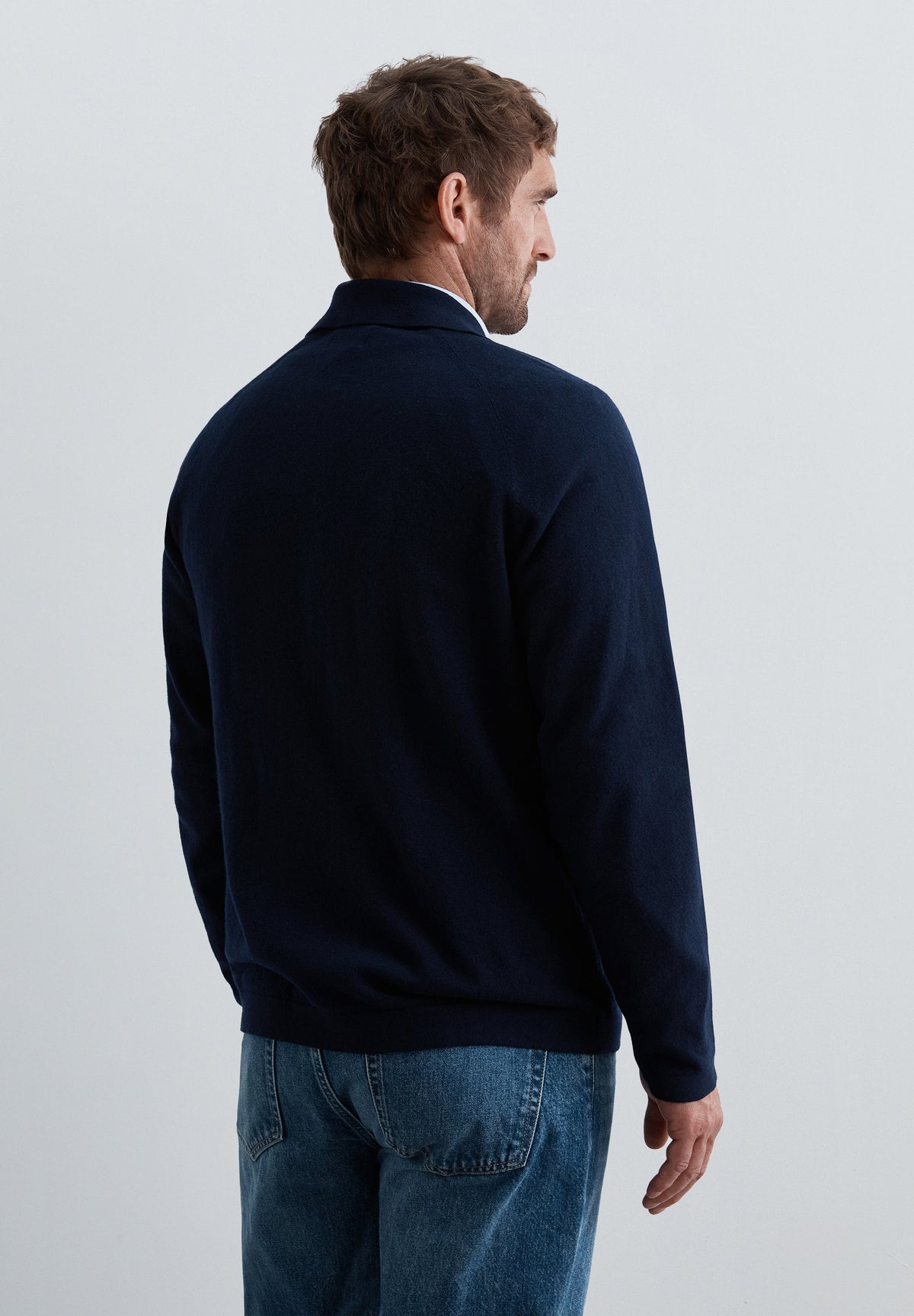 MERINO WOOL POLO SHIRT-STYLE SWEATER