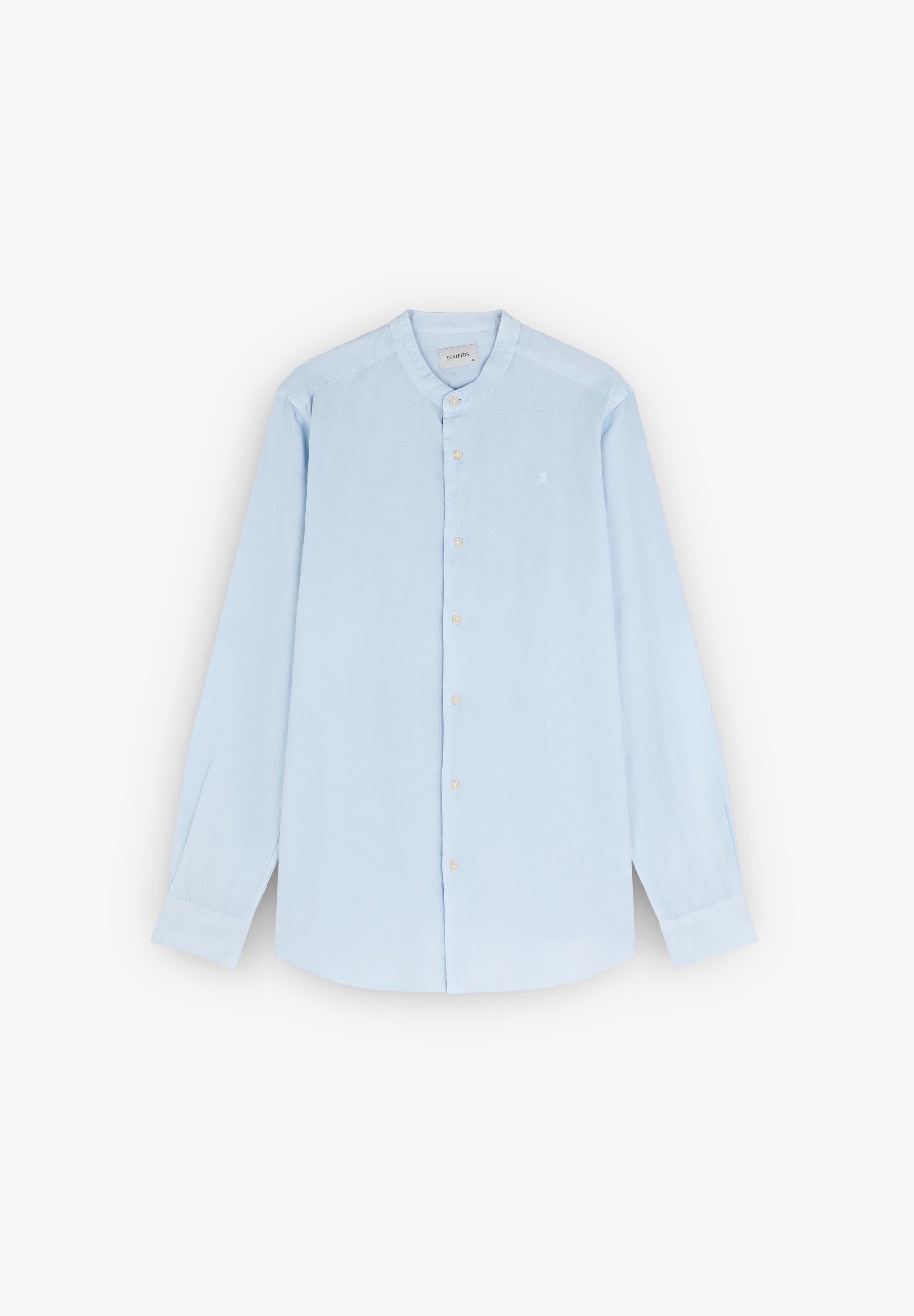 LINEN SHIRT WITH STAND-UP COLLAR