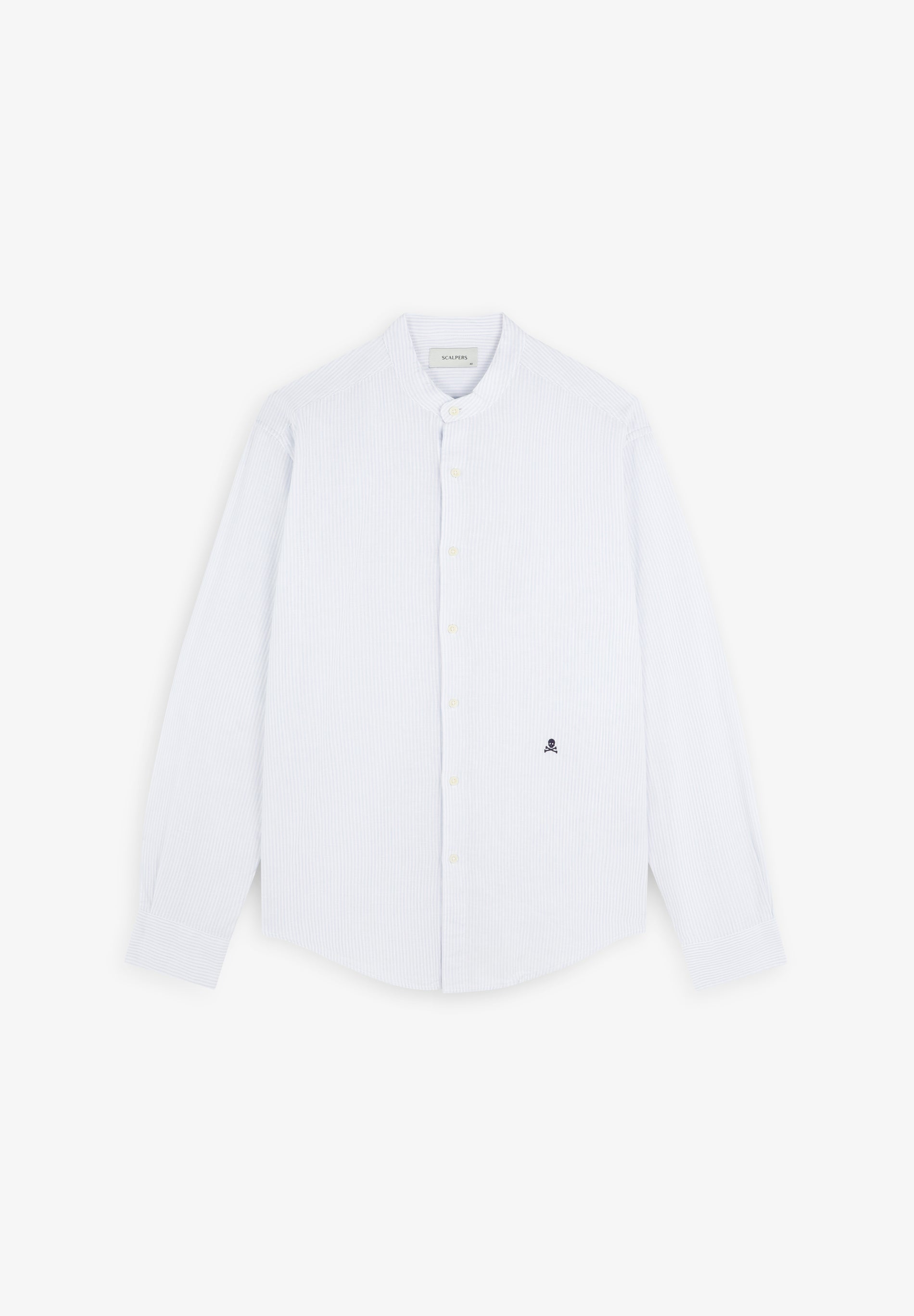 STRIPE SHIRT WITH STAND-UP COLLAR