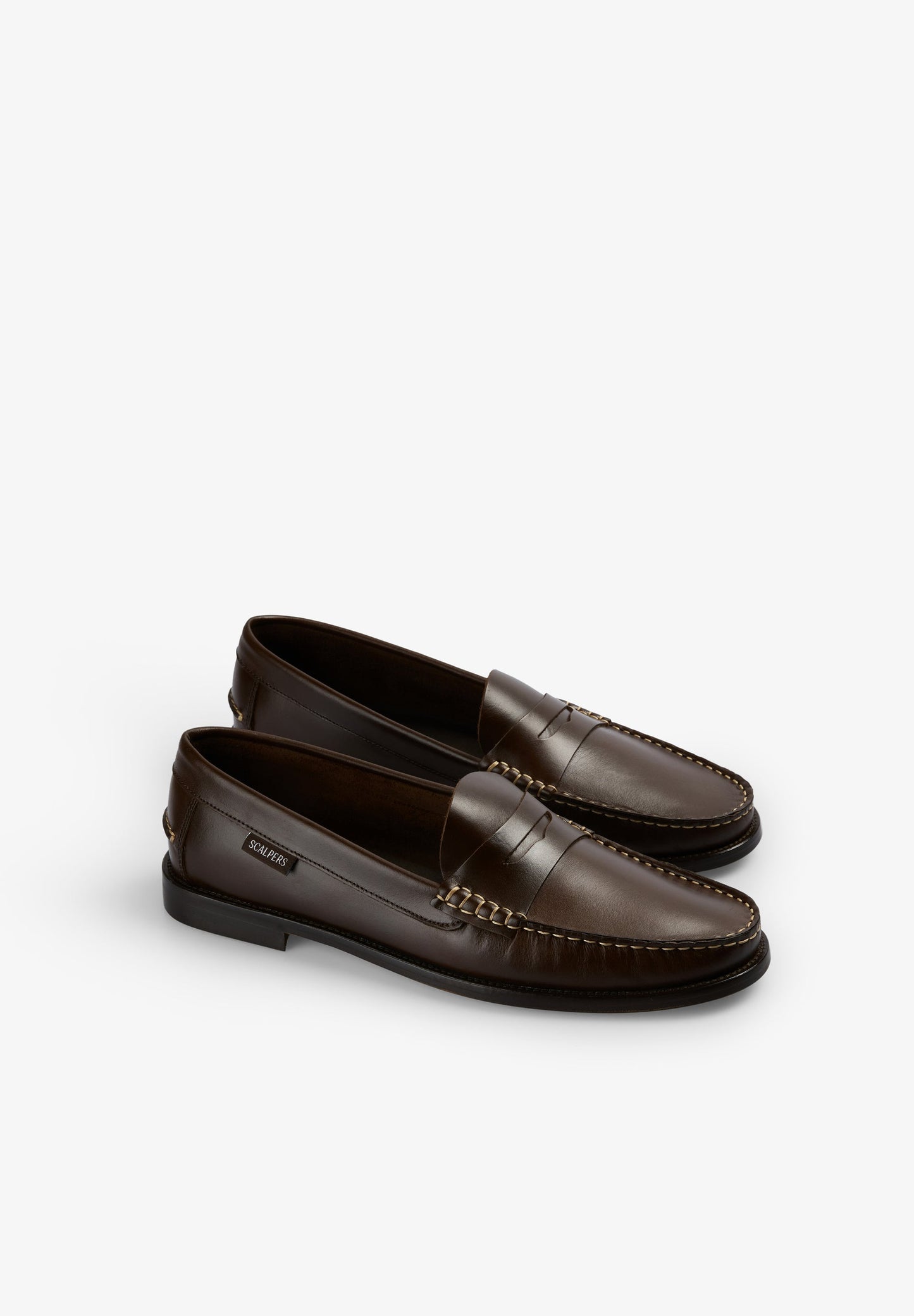 LEATHER LOAFERS WITH CONTRAST STITCHING