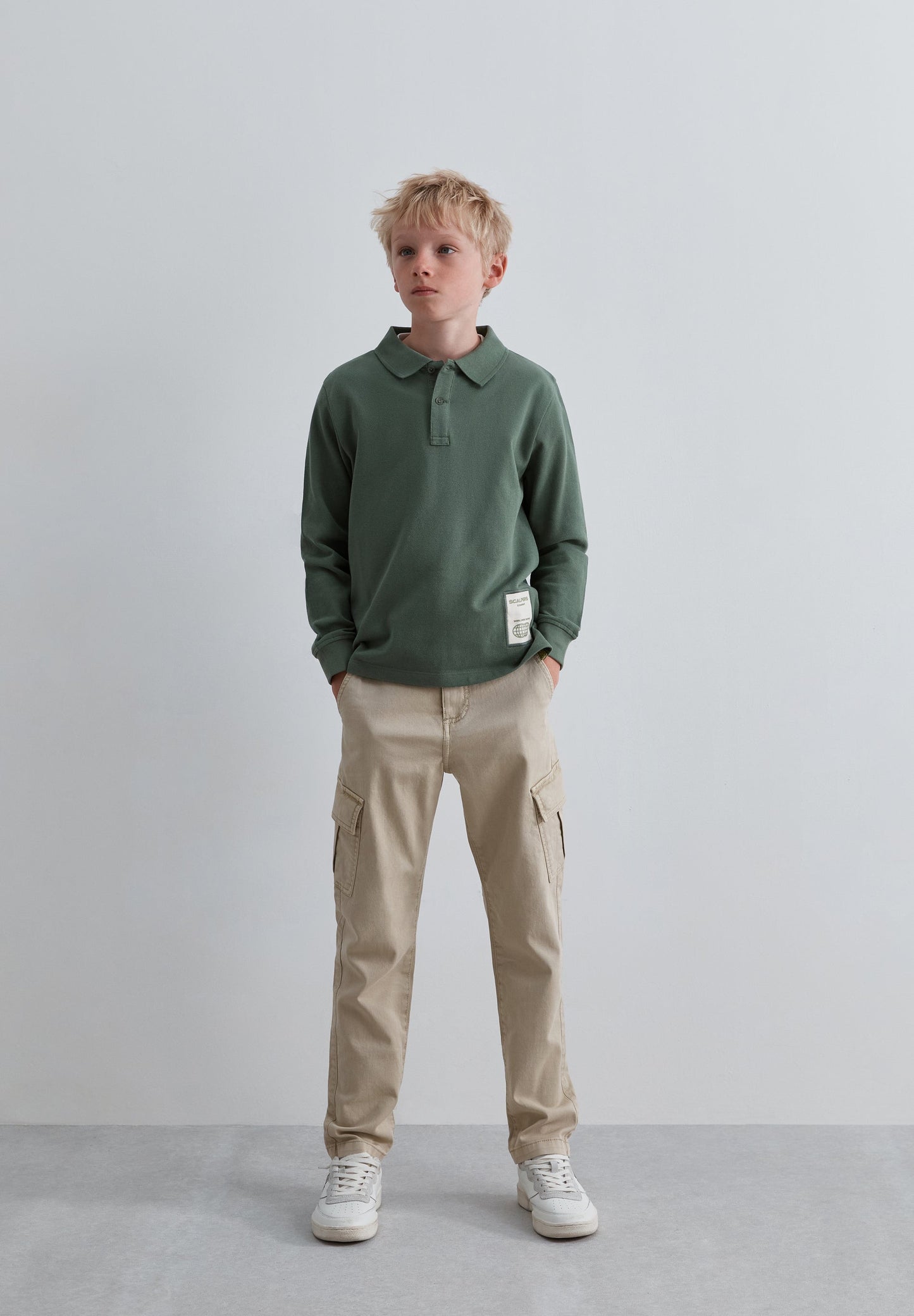 LONG SLEEVE POLO SHIRT WITH BACK PRINT