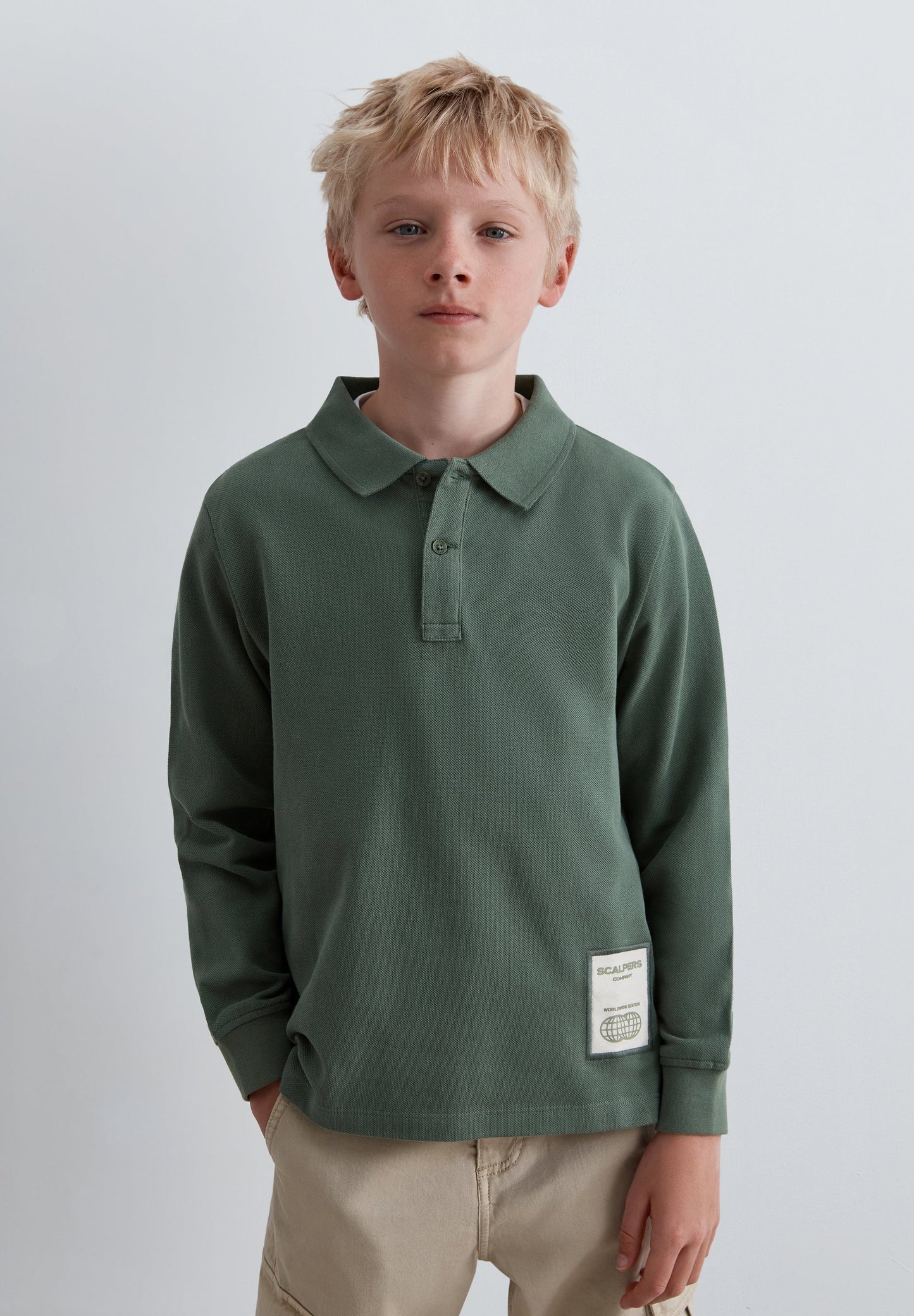 LONG SLEEVE POLO SHIRT WITH BACK PRINT
