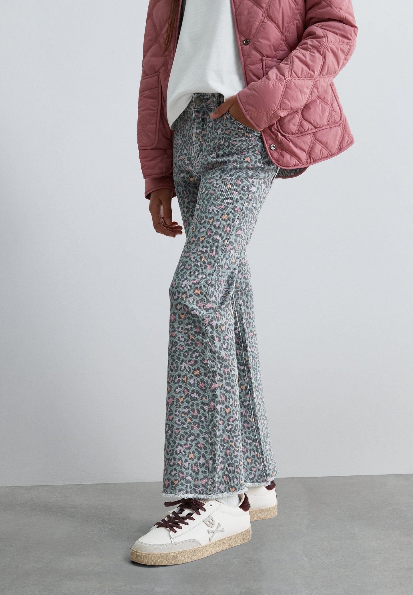 ANIMAL PRINT FLARED TROUSERS