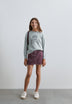 SHORT PRINTED DENIM SKIRT
