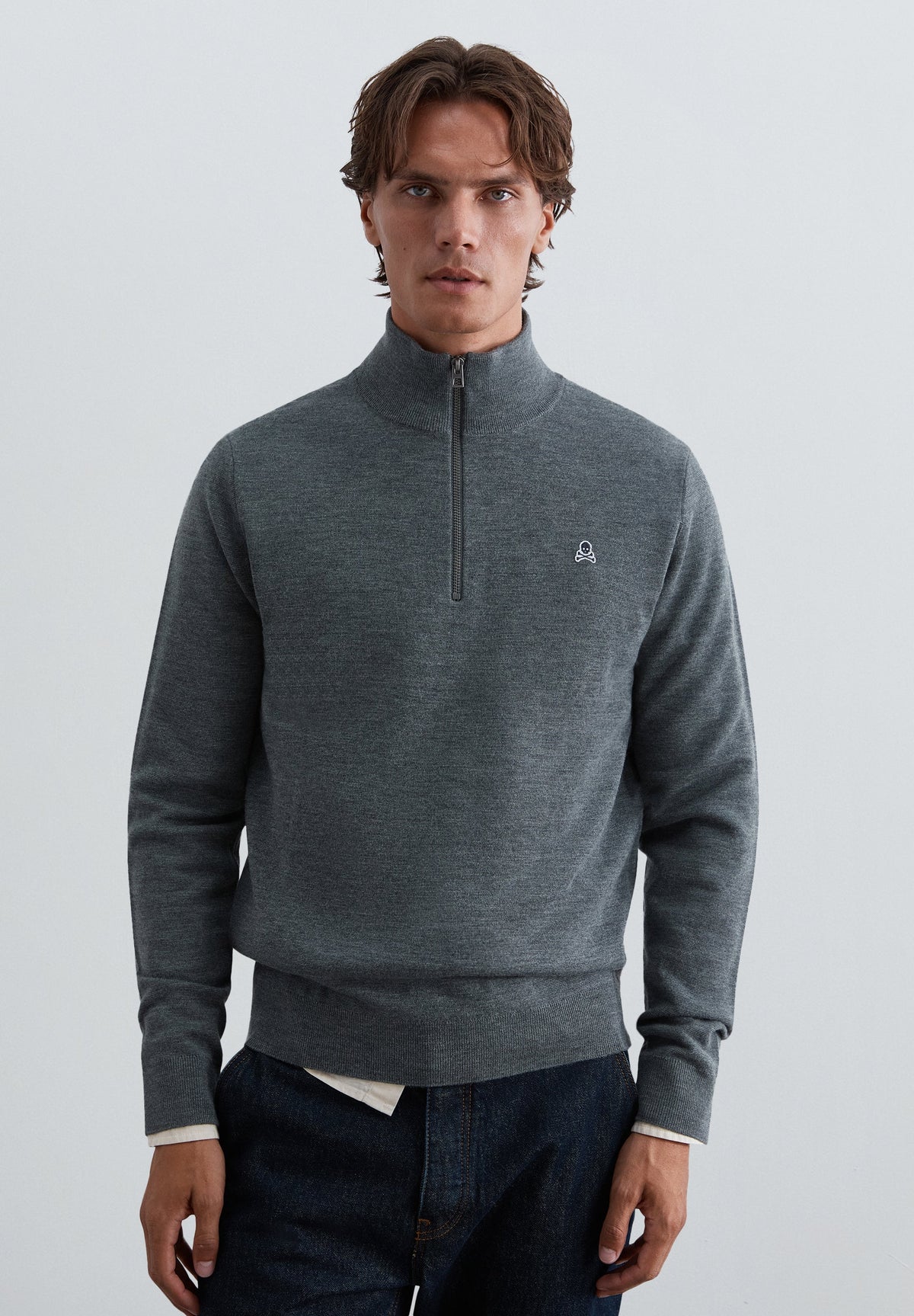 HALF-ZIP SWEATER WITH SKULL