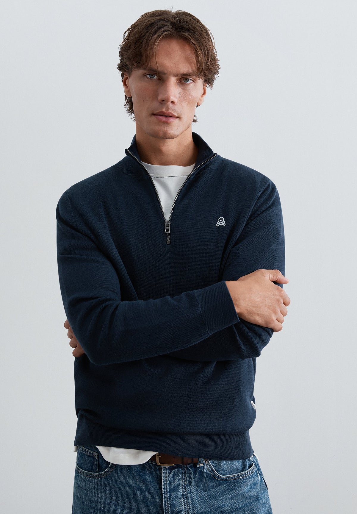 HALF-ZIP SWEATER WITH SKULL