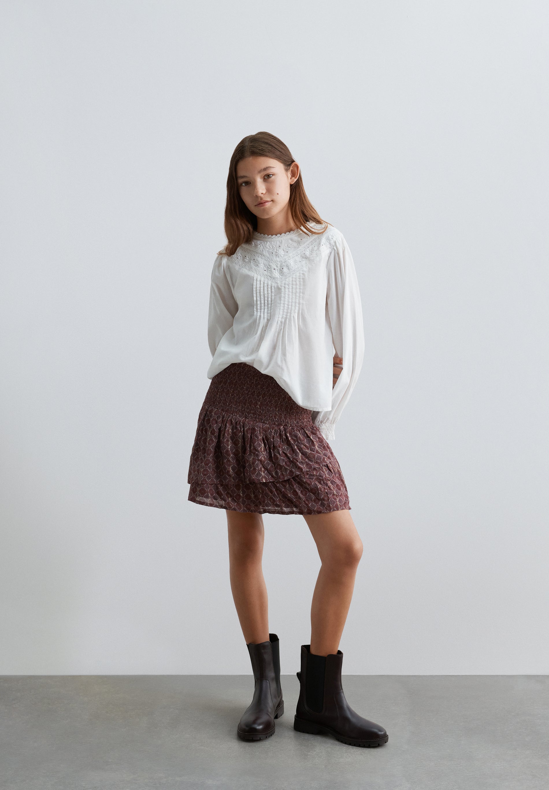 PRINTED SKIRT WITH RUFFLES