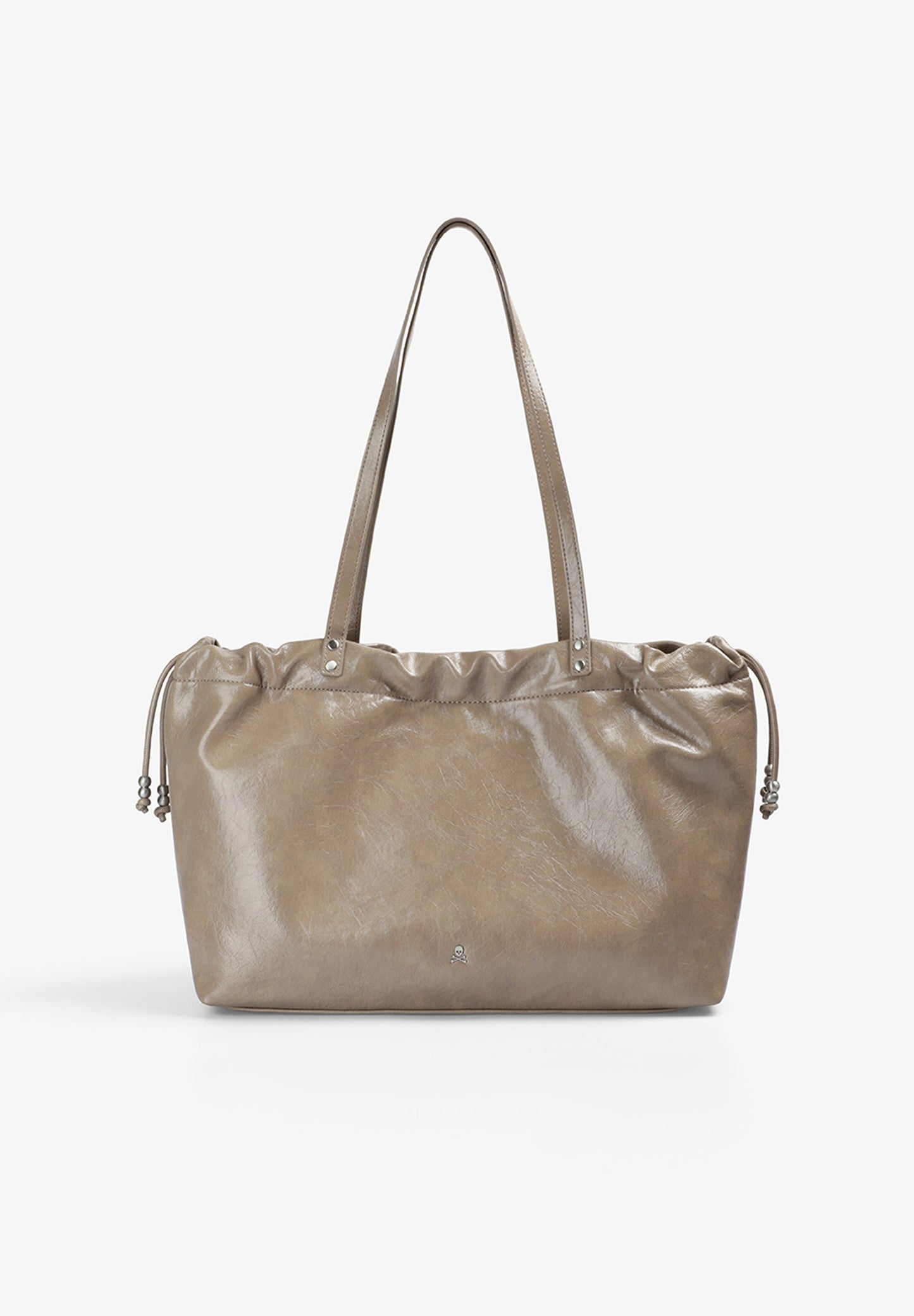 MEDIUM FAUX LEATHER BAG WITH RUCHED CLOSURE