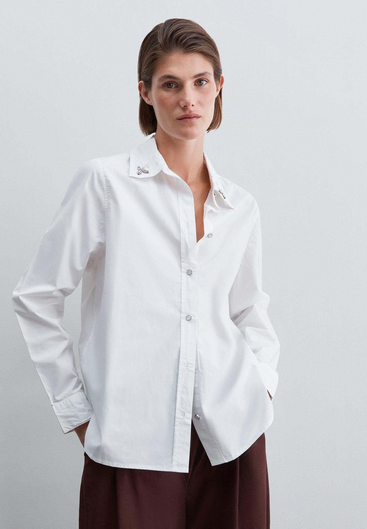 POPLIN SHIRT WITH COLLAR DETAIL