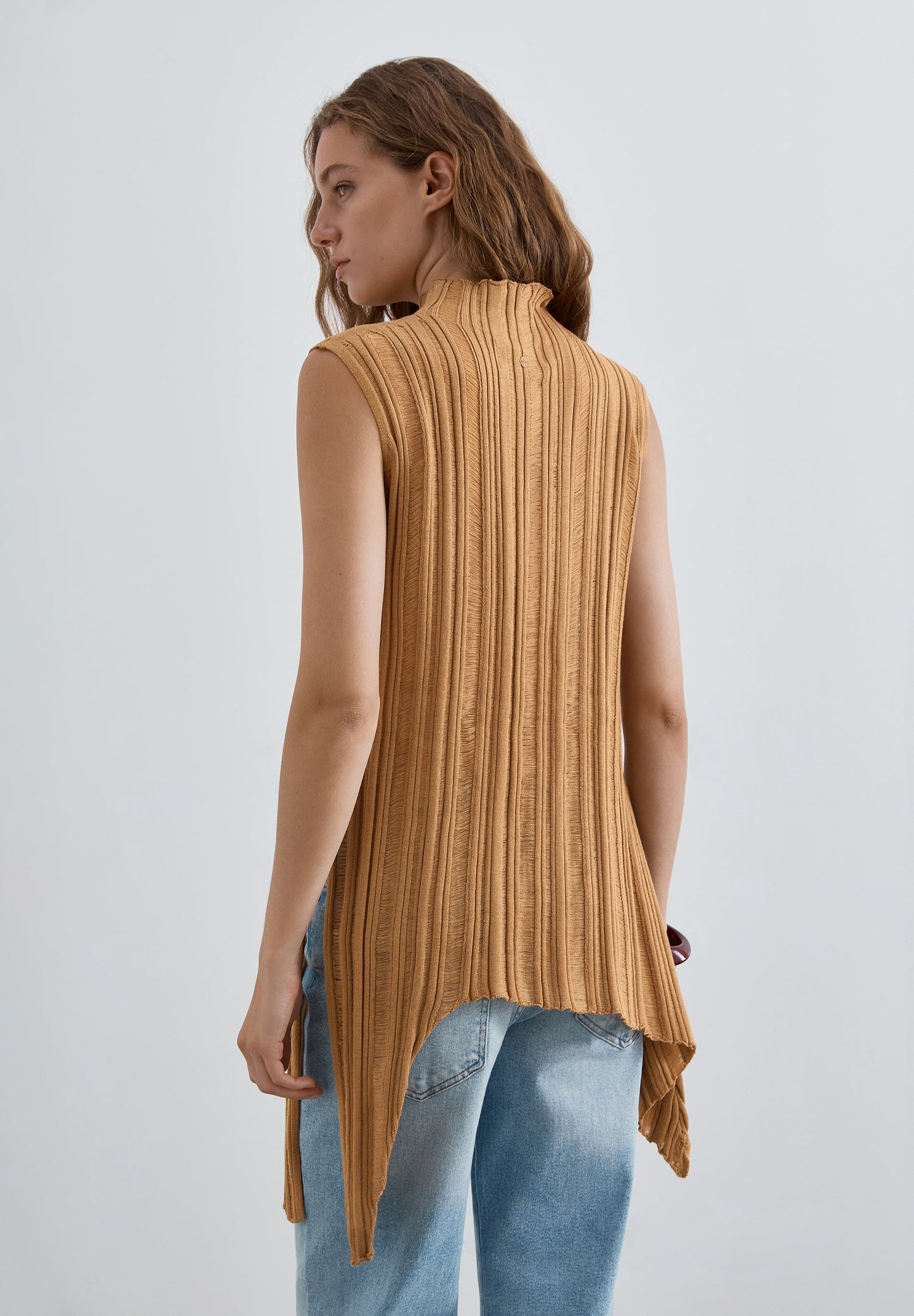 OPENWORK KNIT ASYMMETRIC TOP