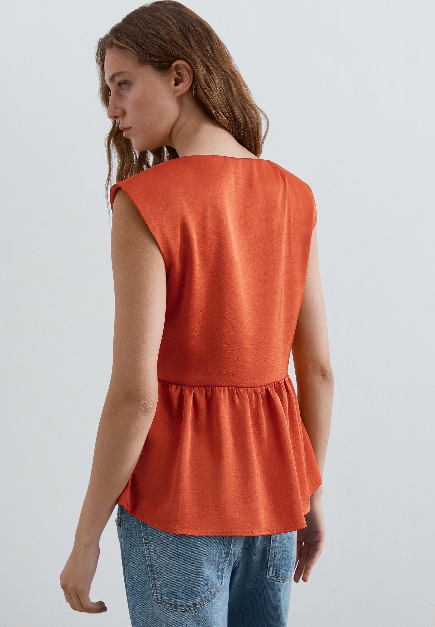 SATIN PEPLUM TOP
