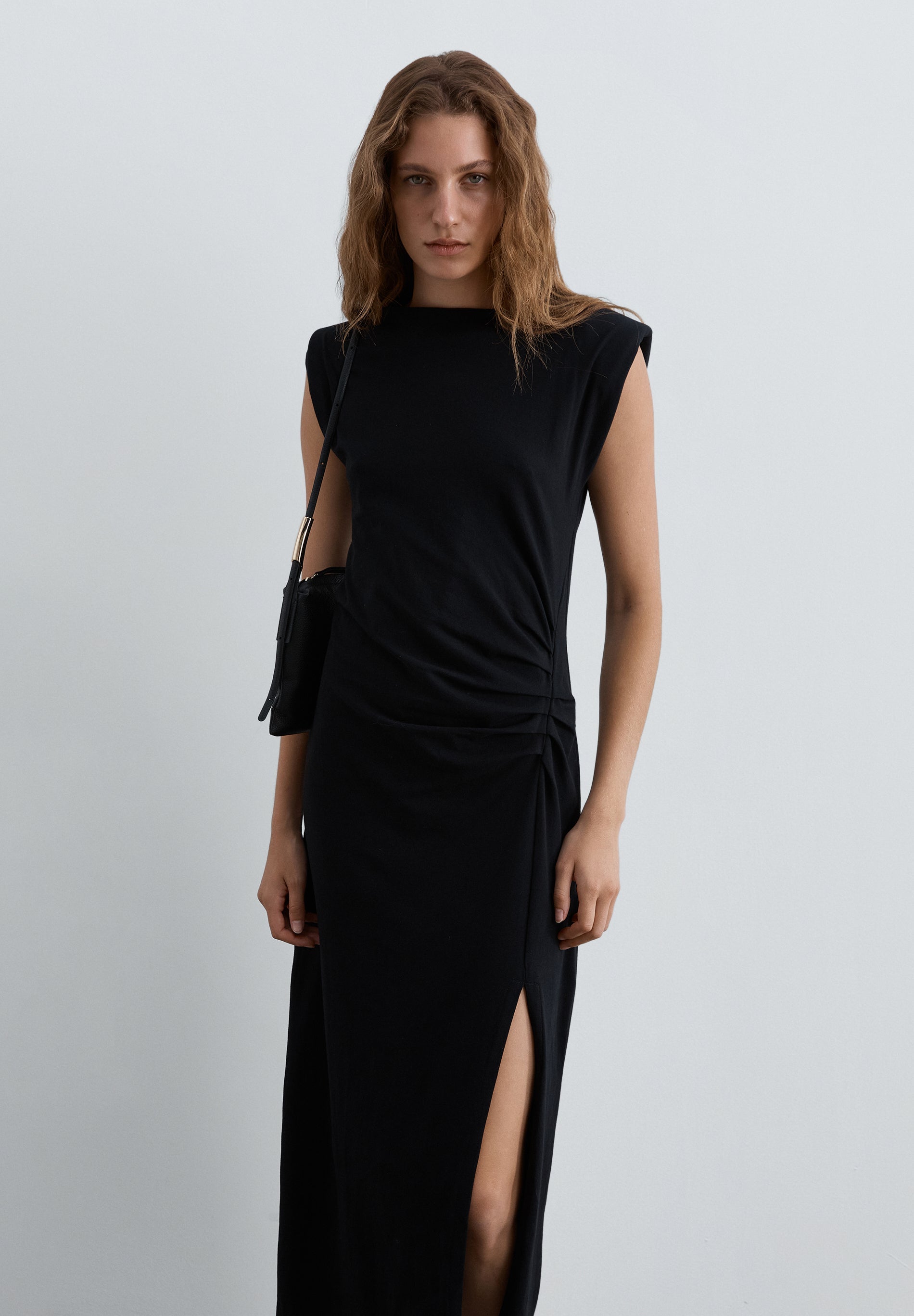 DRAPED SIDE MIDI DRESS