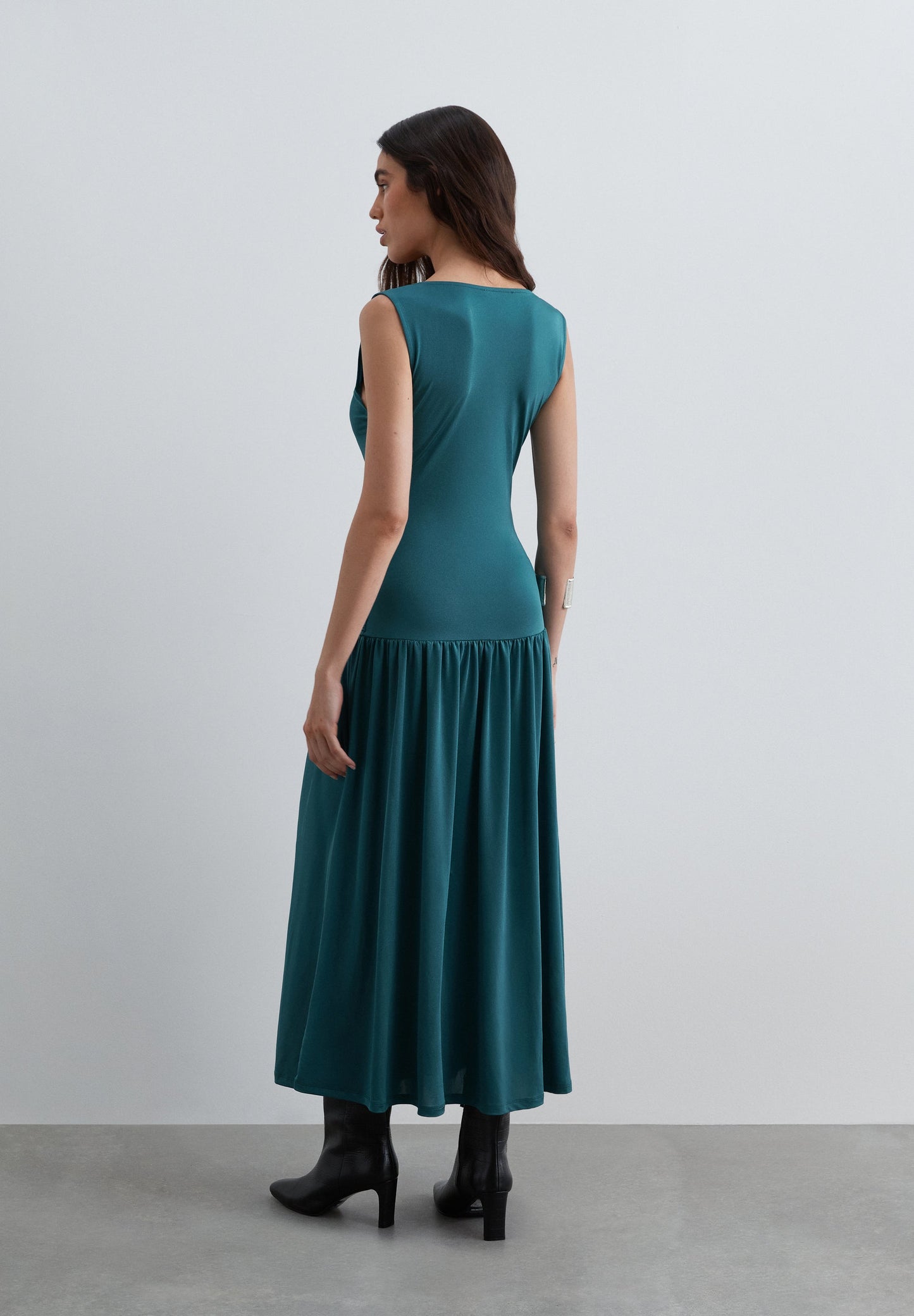 FINE-KNIT DRAPED DRESS