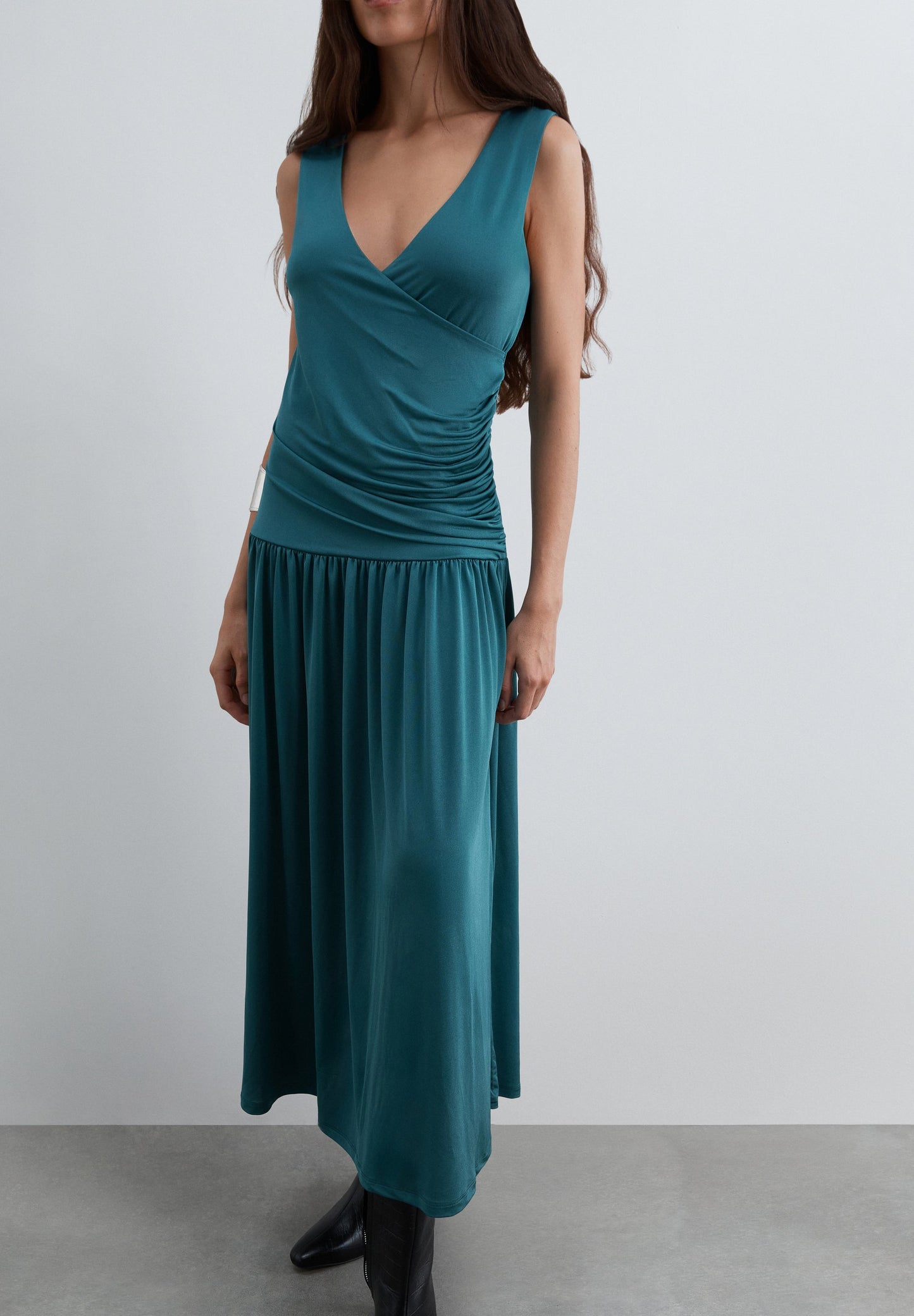 FINE-KNIT DRAPED DRESS