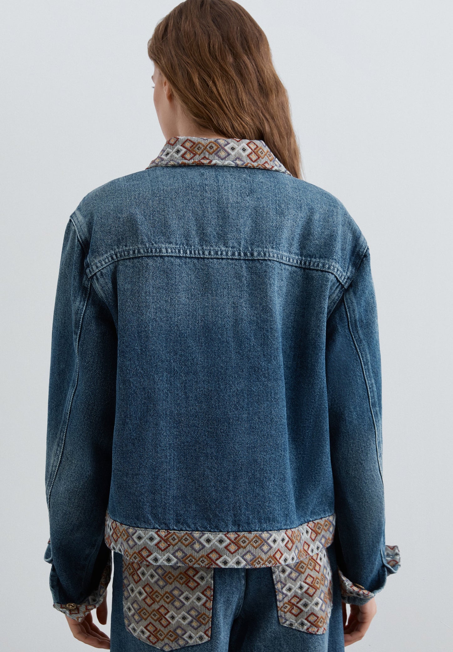 ETHNIC PRINT DENIM JACKET
