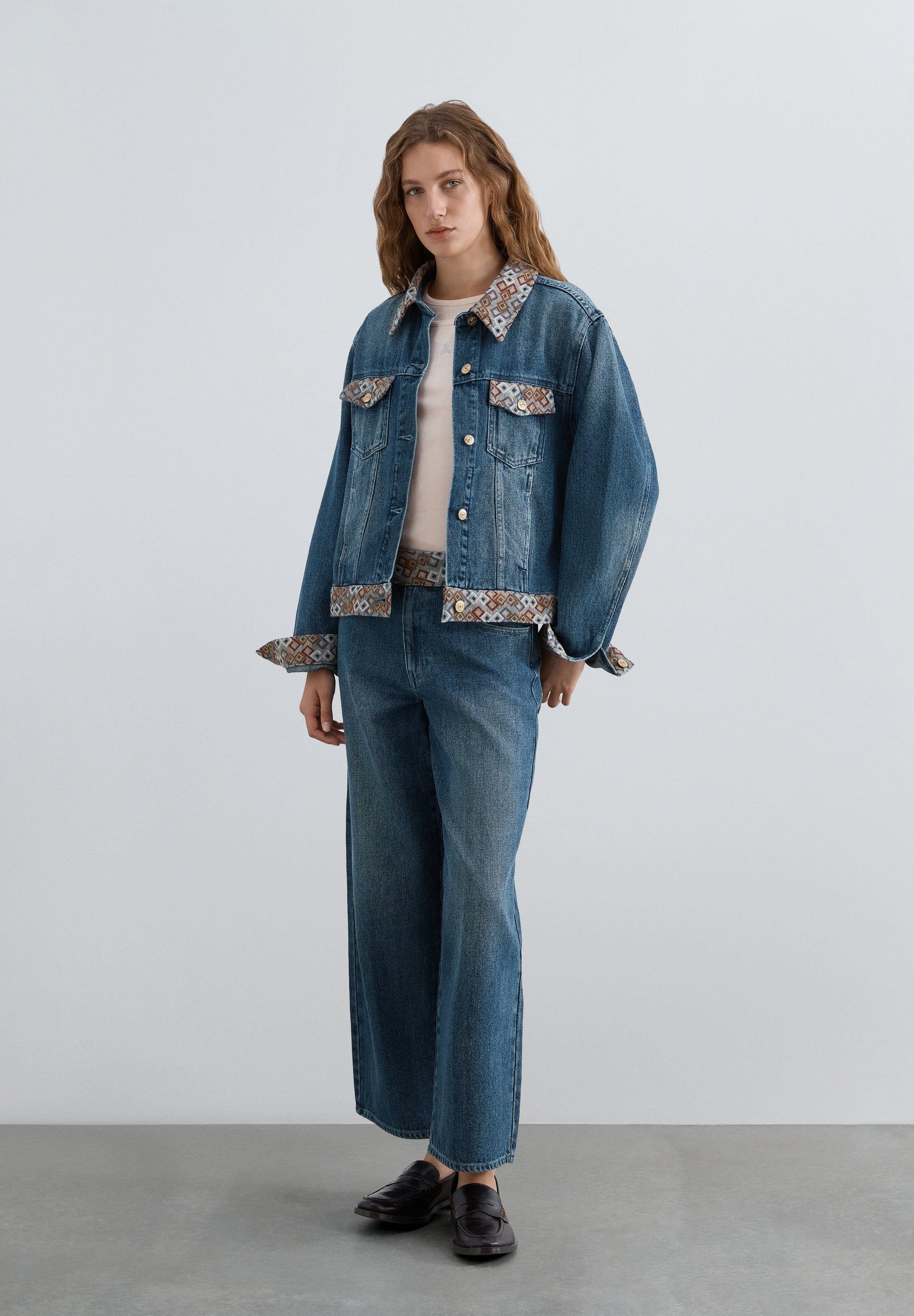 ETHNIC PRINT CULOTTE JEANS