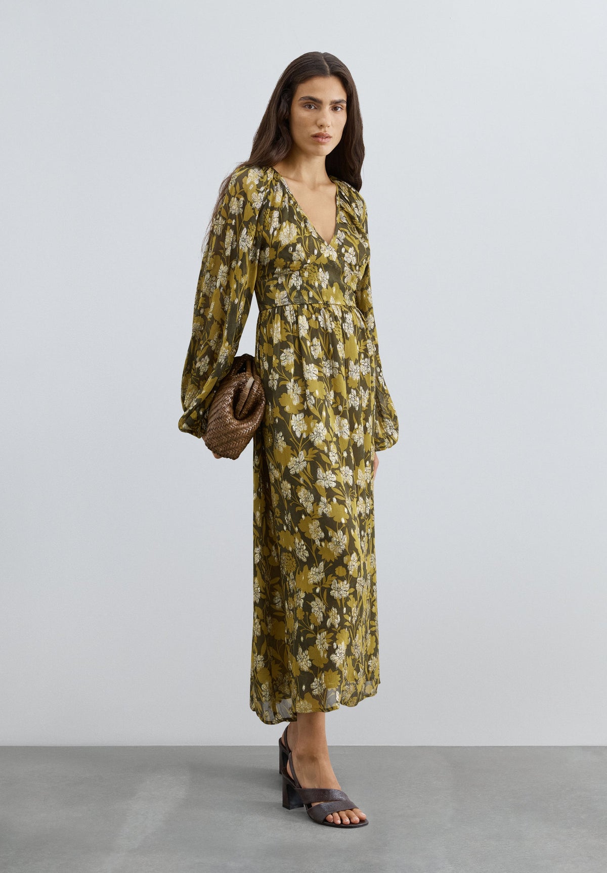 FLORAL PRINT LUREX DRESS