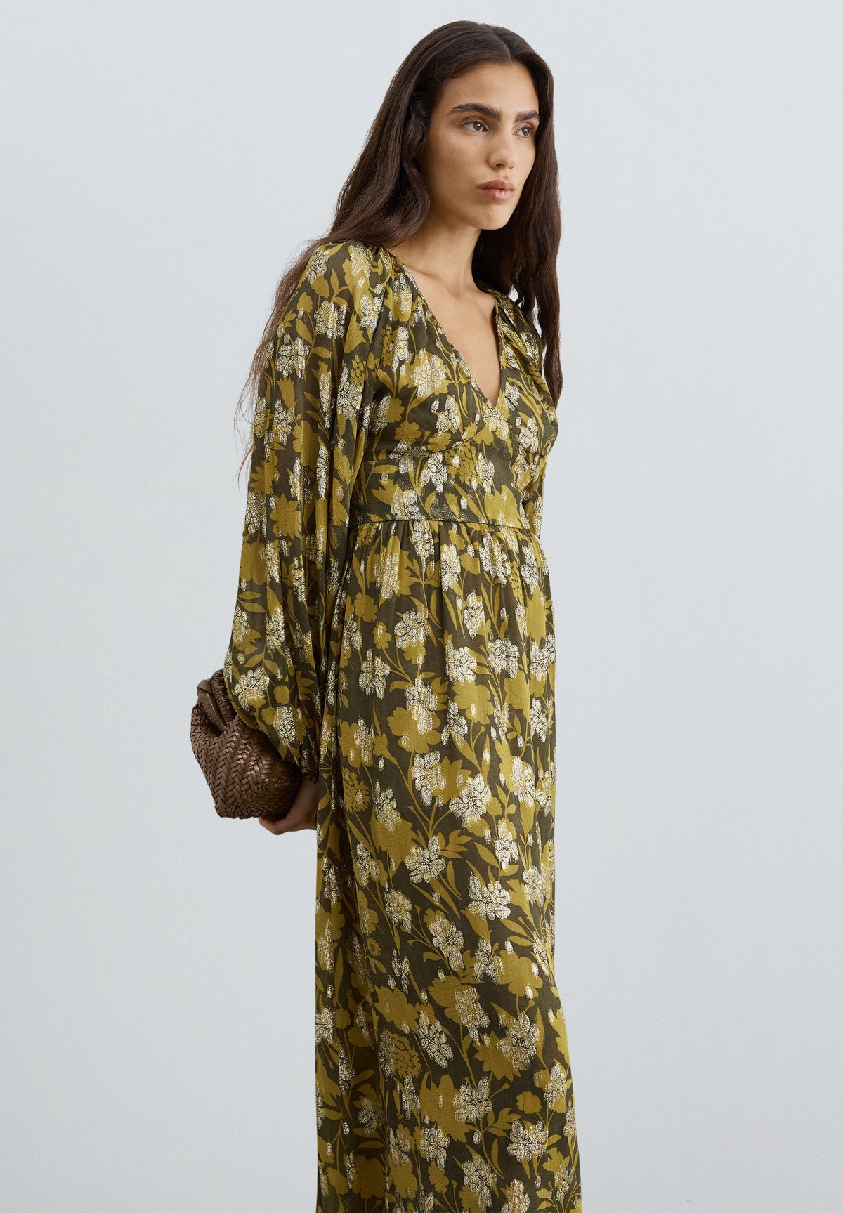 FLORAL PRINT LUREX DRESS
