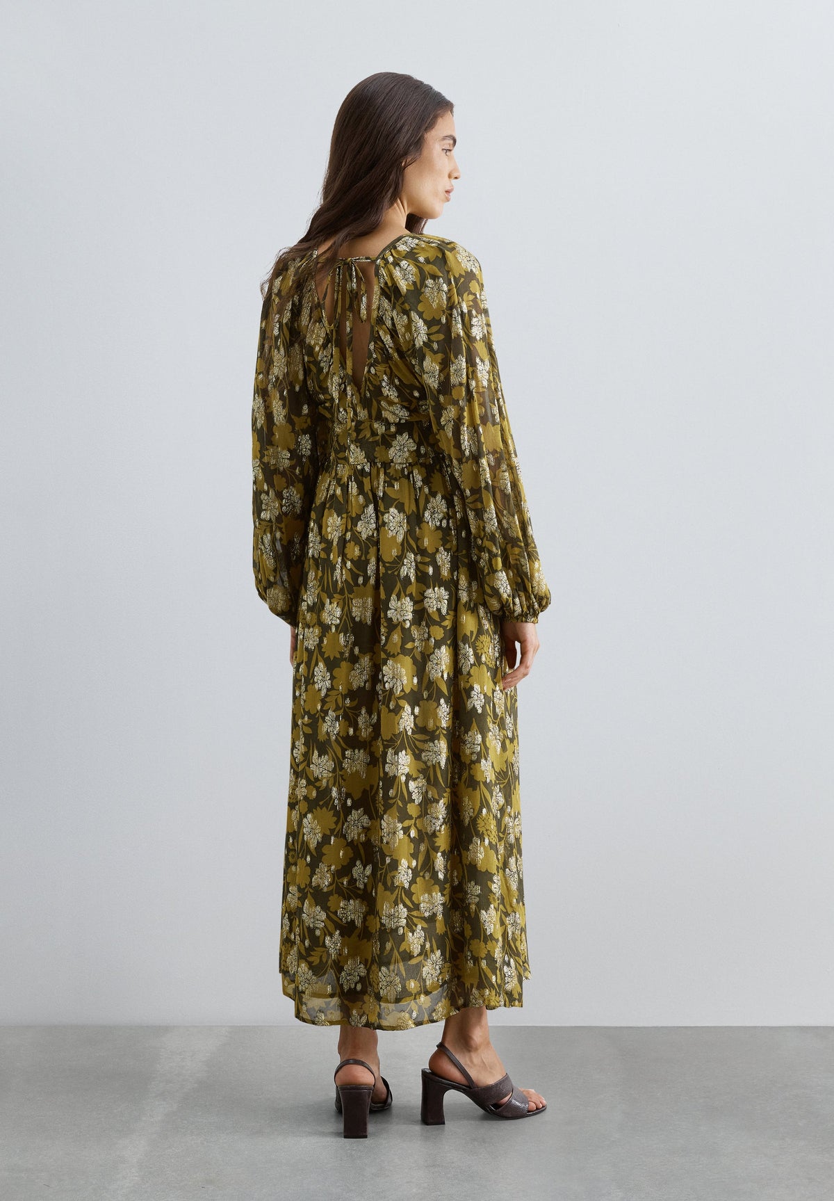FLORAL PRINT LUREX DRESS