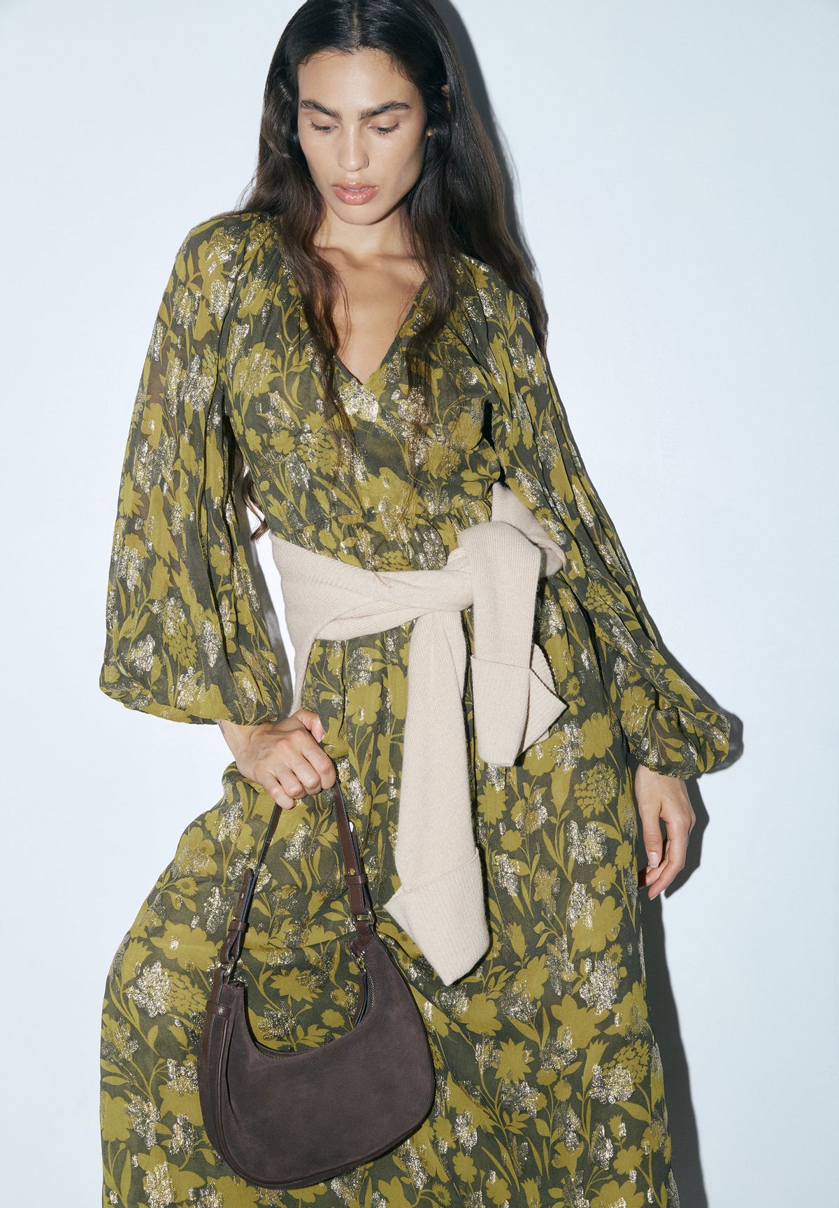 FLORAL PRINT LUREX DRESS