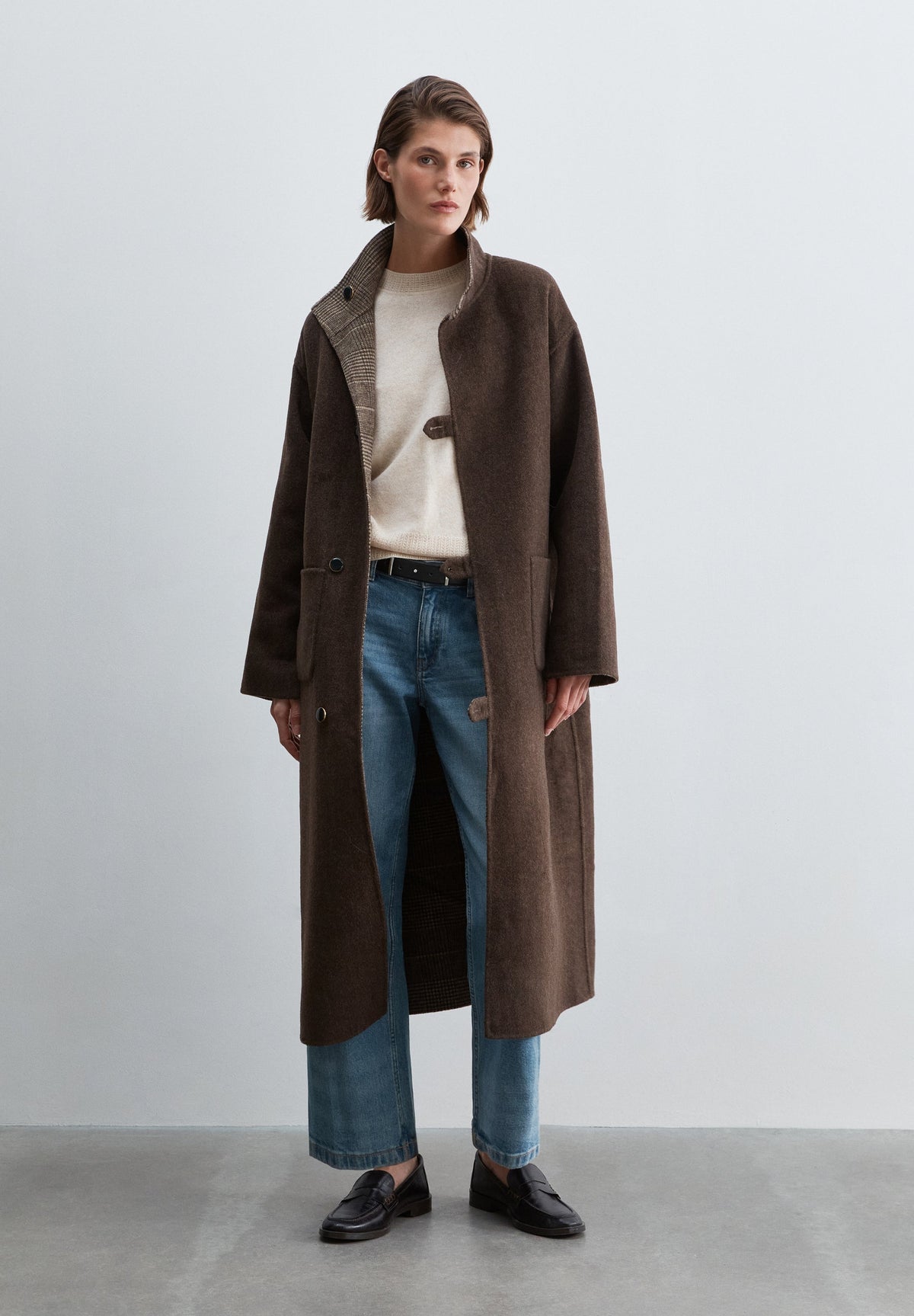 CHECKED COAT WITH SCARF