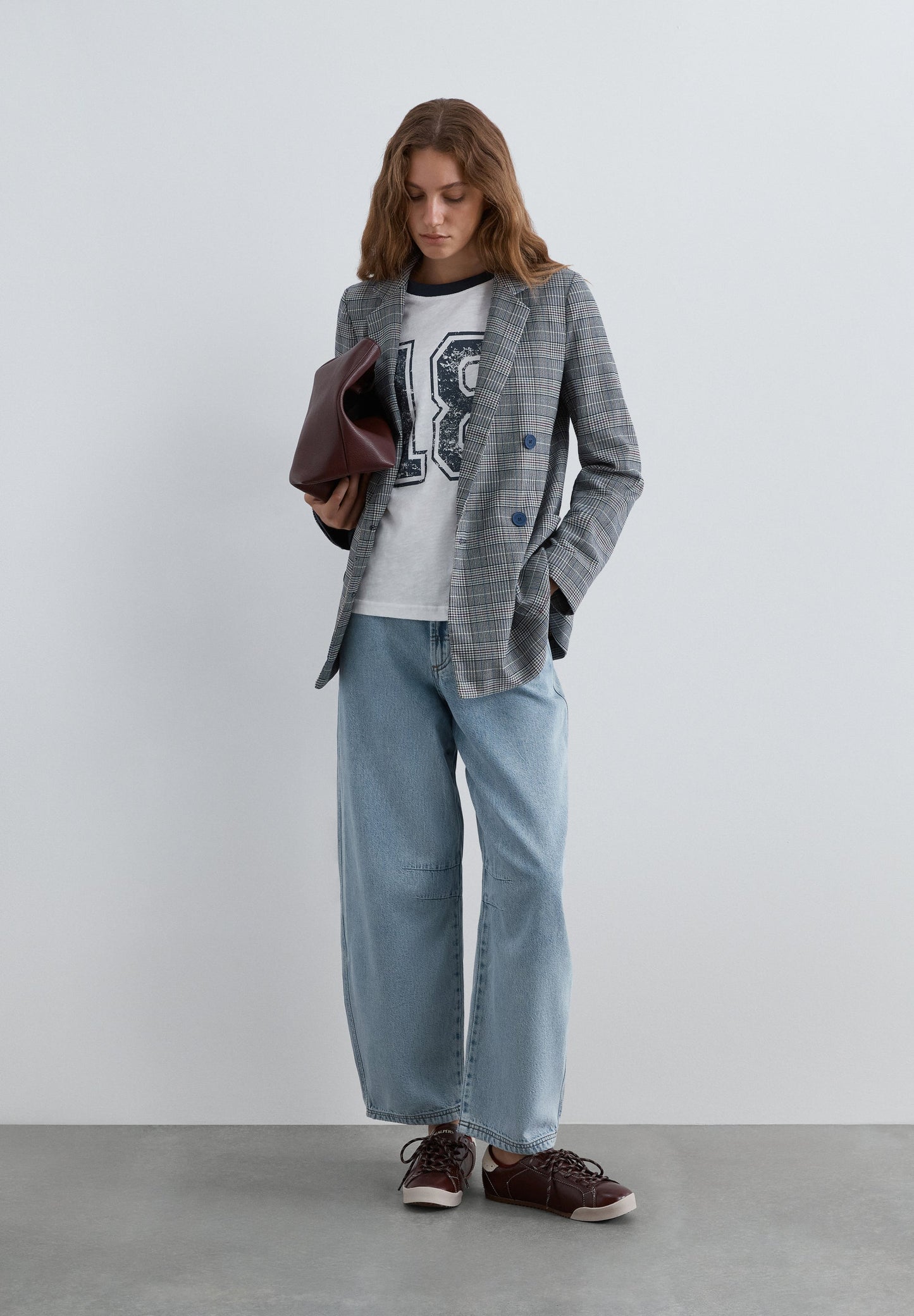 DOUBLE-BREASTED CHECK BLAZER