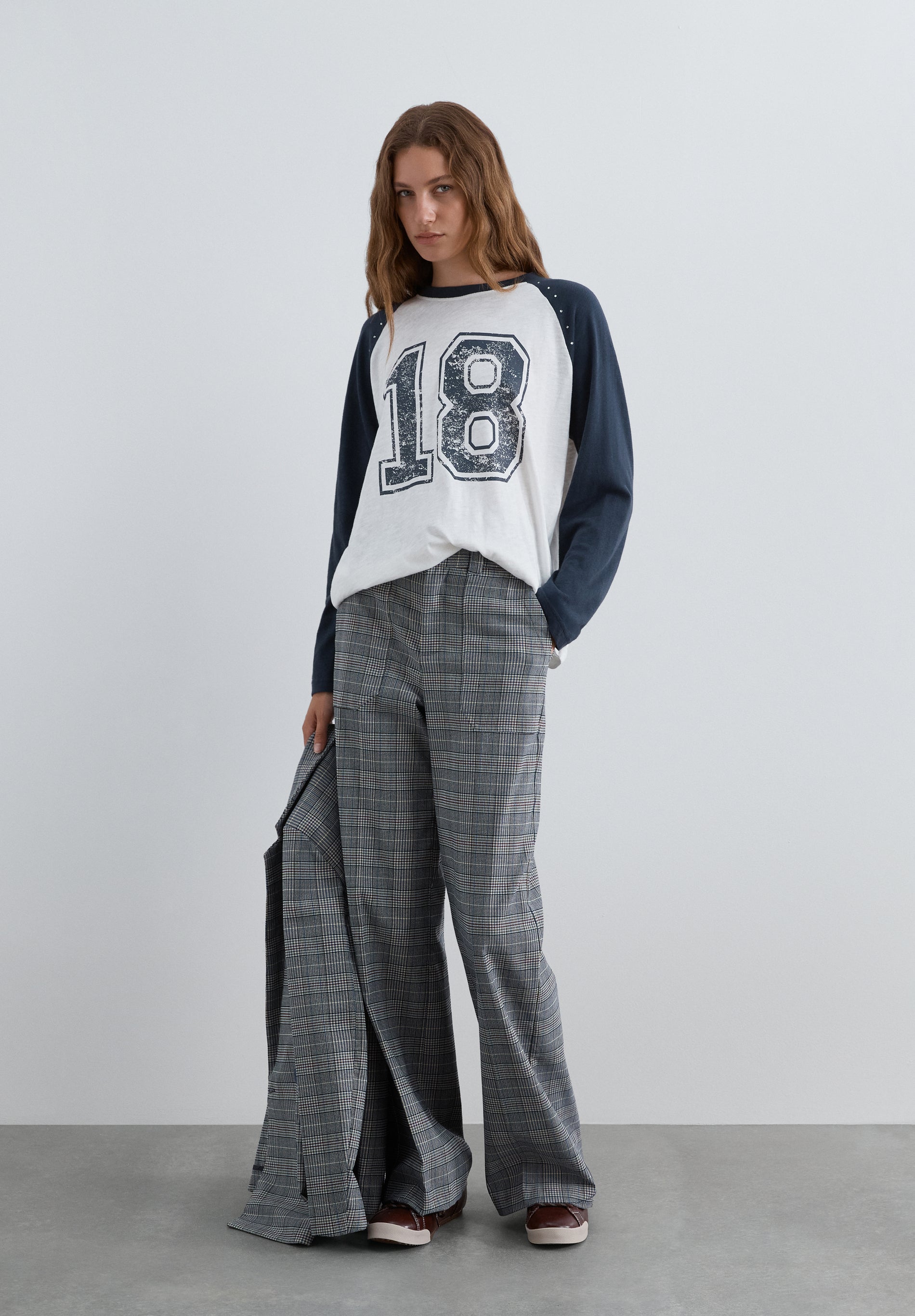 STRAIGHT CHECKED TROUSERS