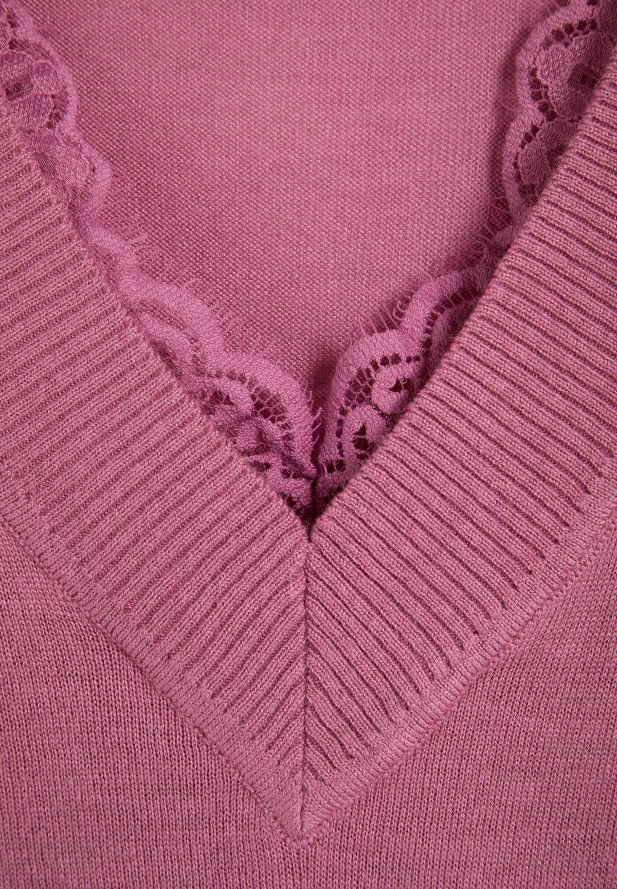 V-NECK SWEATER WITH LACE DETAIL